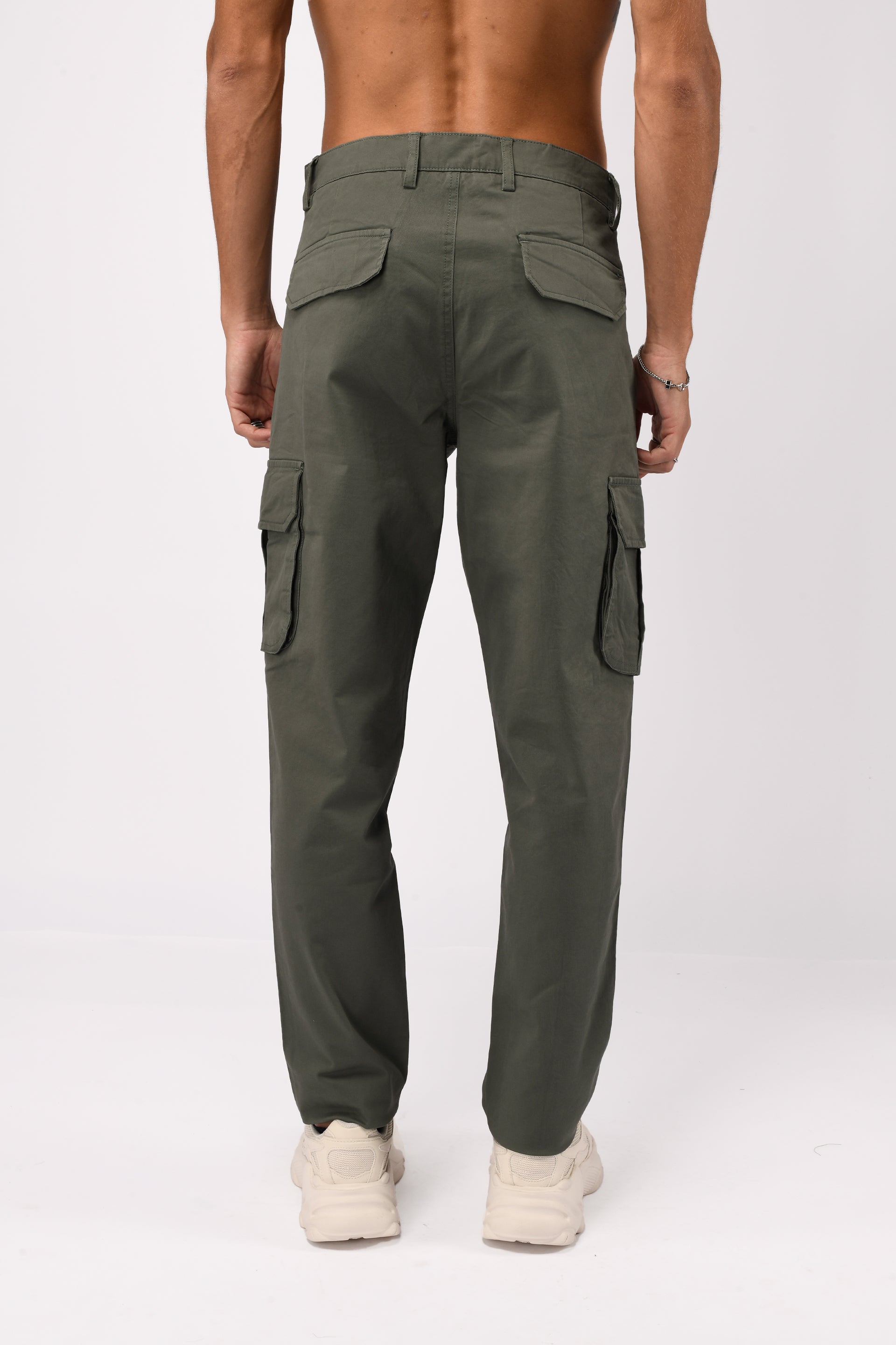 ELEVATED TWILL TAILORED CARGO PANTS IN OLIVE