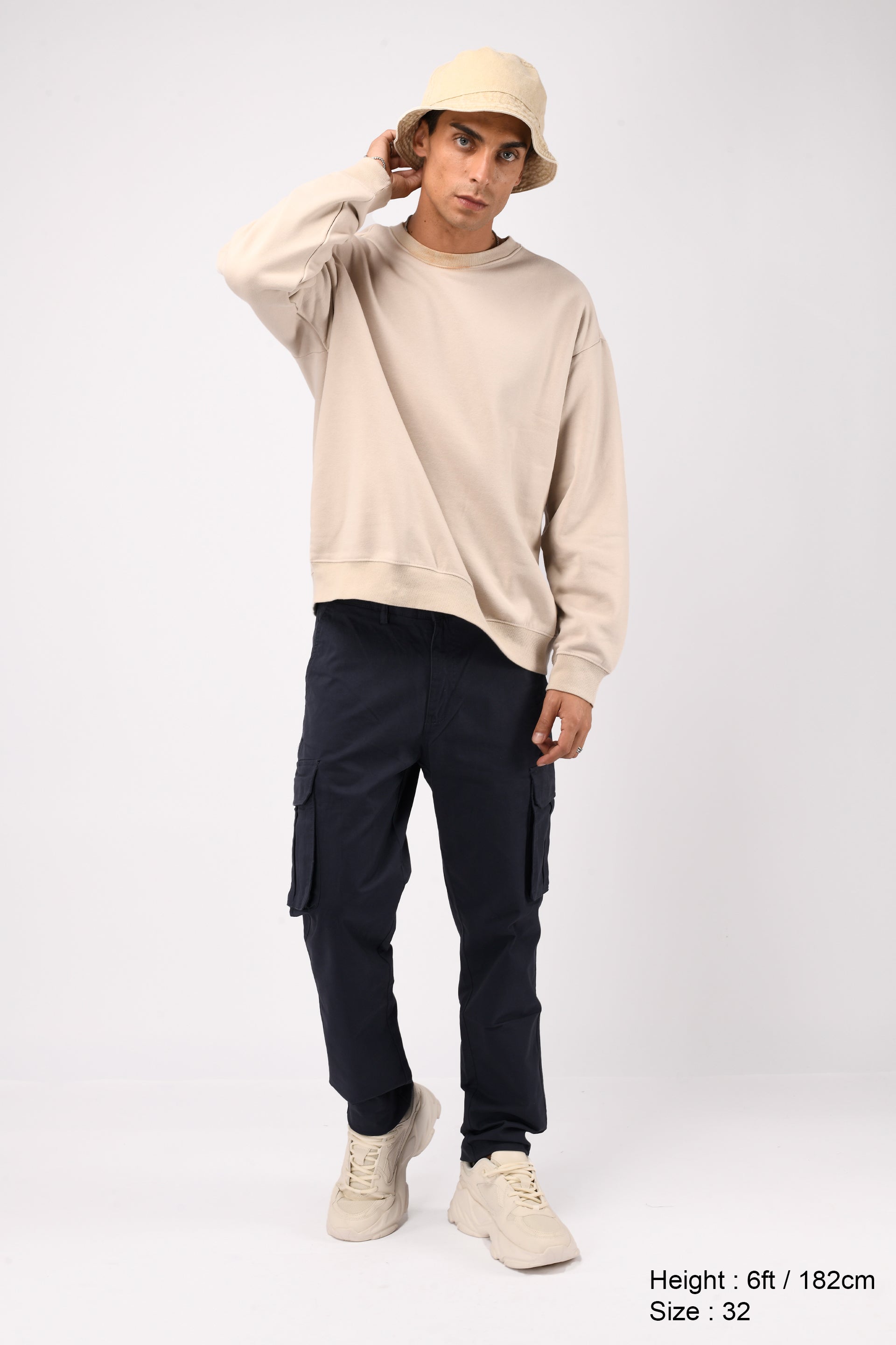 ELEVATED TWILL TAILORED CARGO PANTS IN NAVY