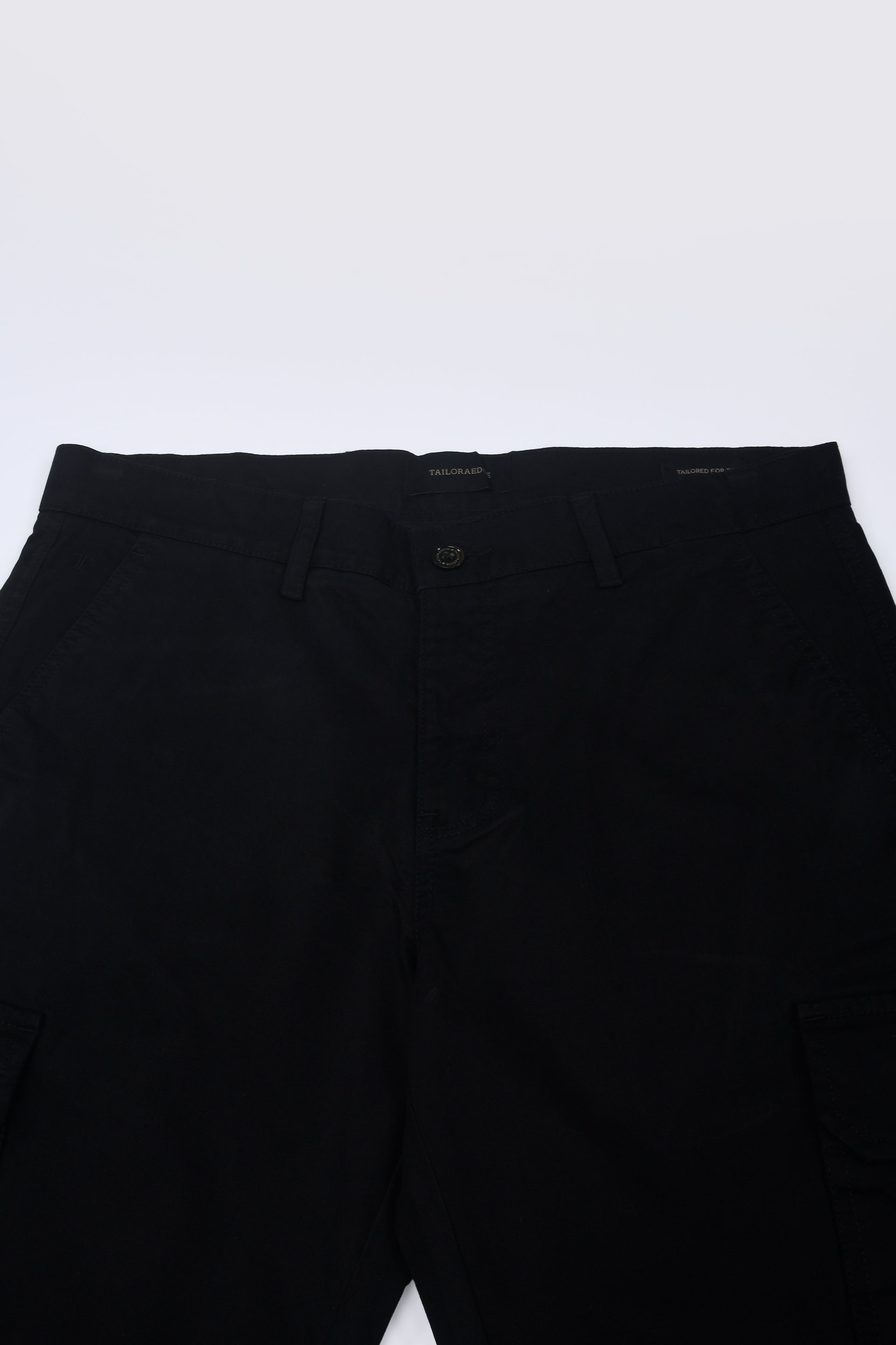 ELEVATED TWILL TAILORED CARGO PANTS IN BLACK