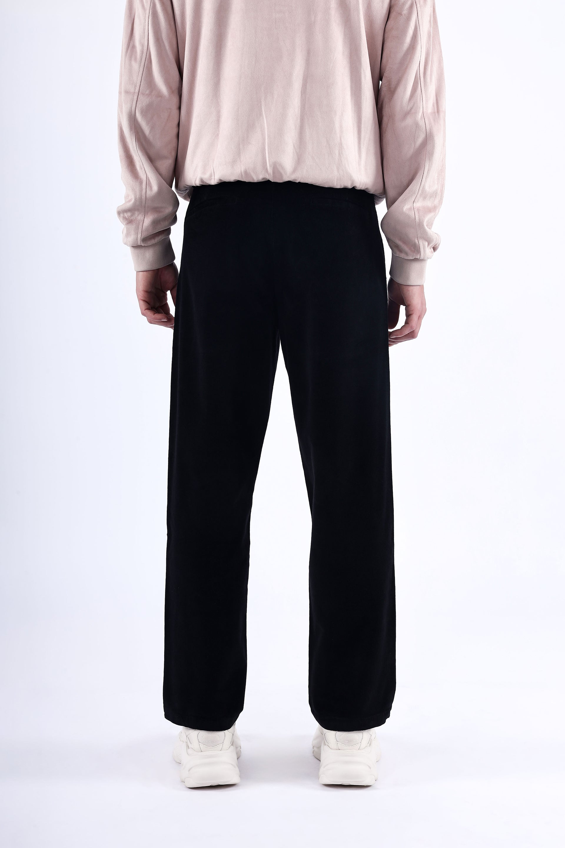 Relaxed Pleated Corduroy Pants In Black