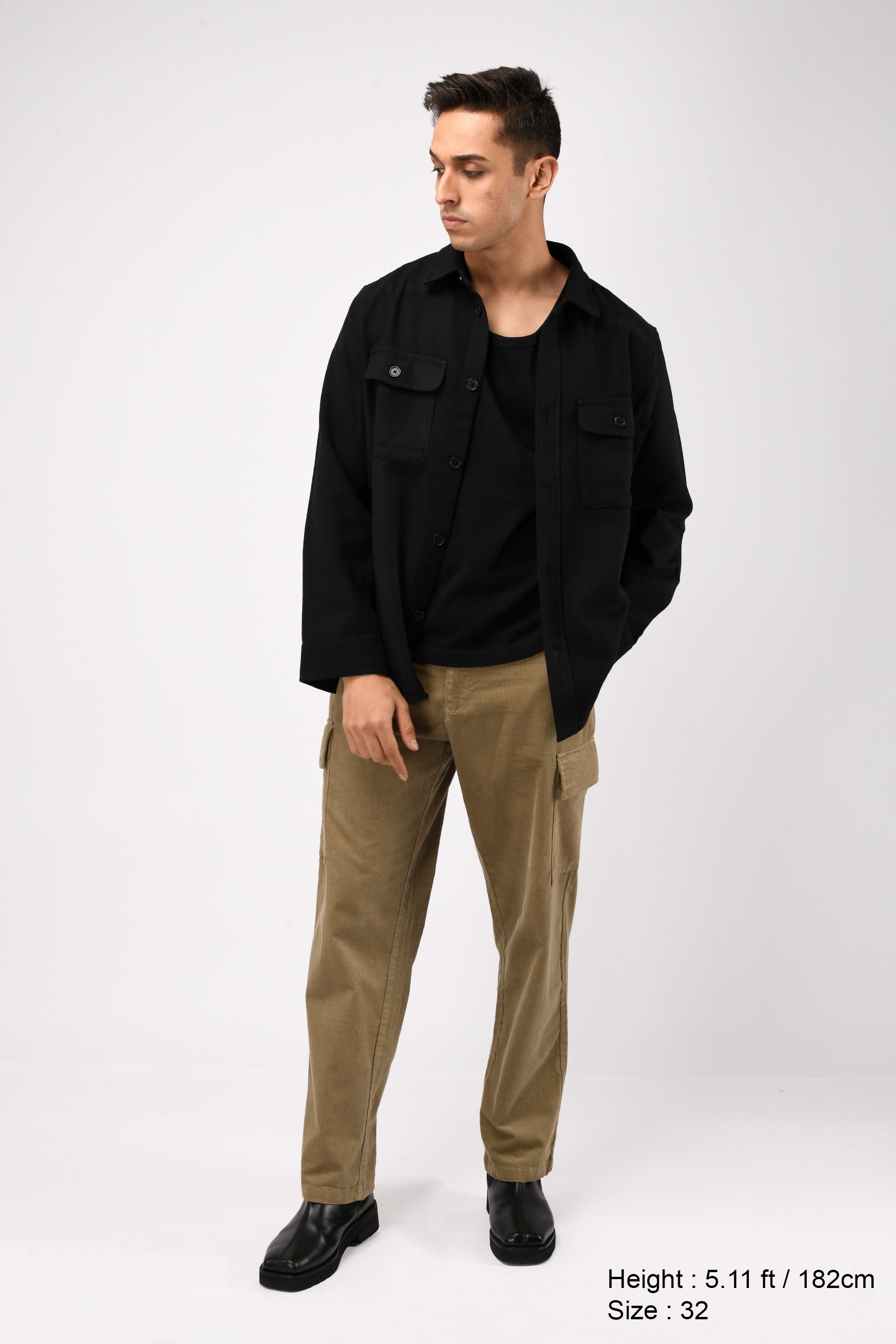 Soft Corduroy Relaxed Cargo Pants In Beige