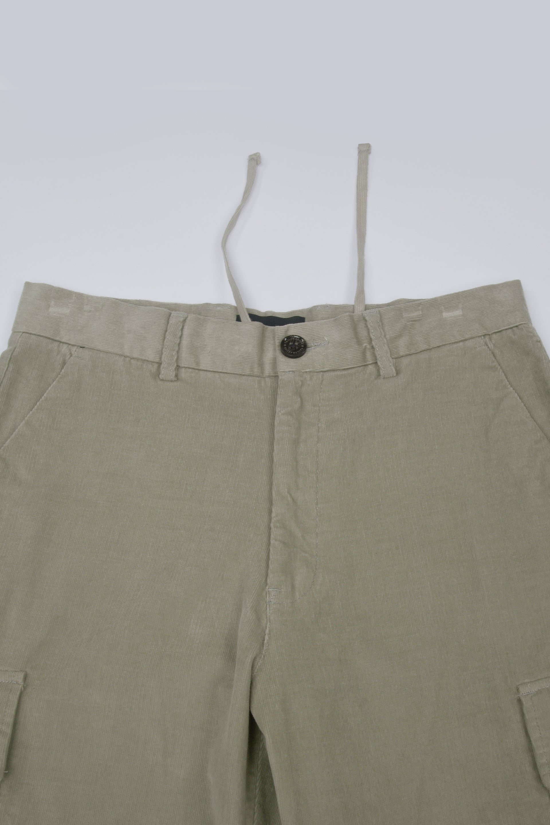 SOFT CORDUROY RELAXED CARGO PANTS IN LIGHT GREY