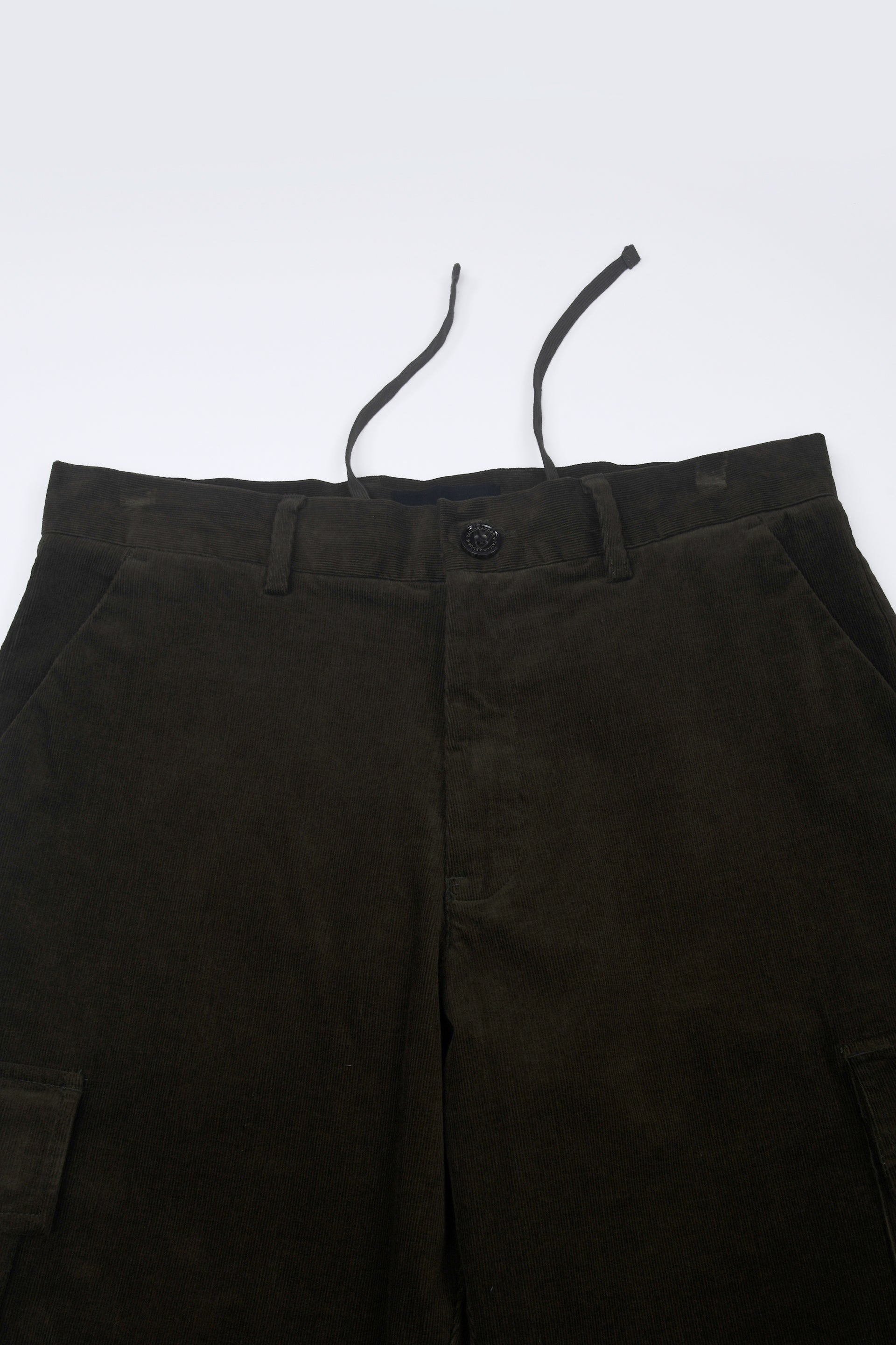 SOFT CORDUROY RELAXED CARGO PANTS IN DARK OLIVE