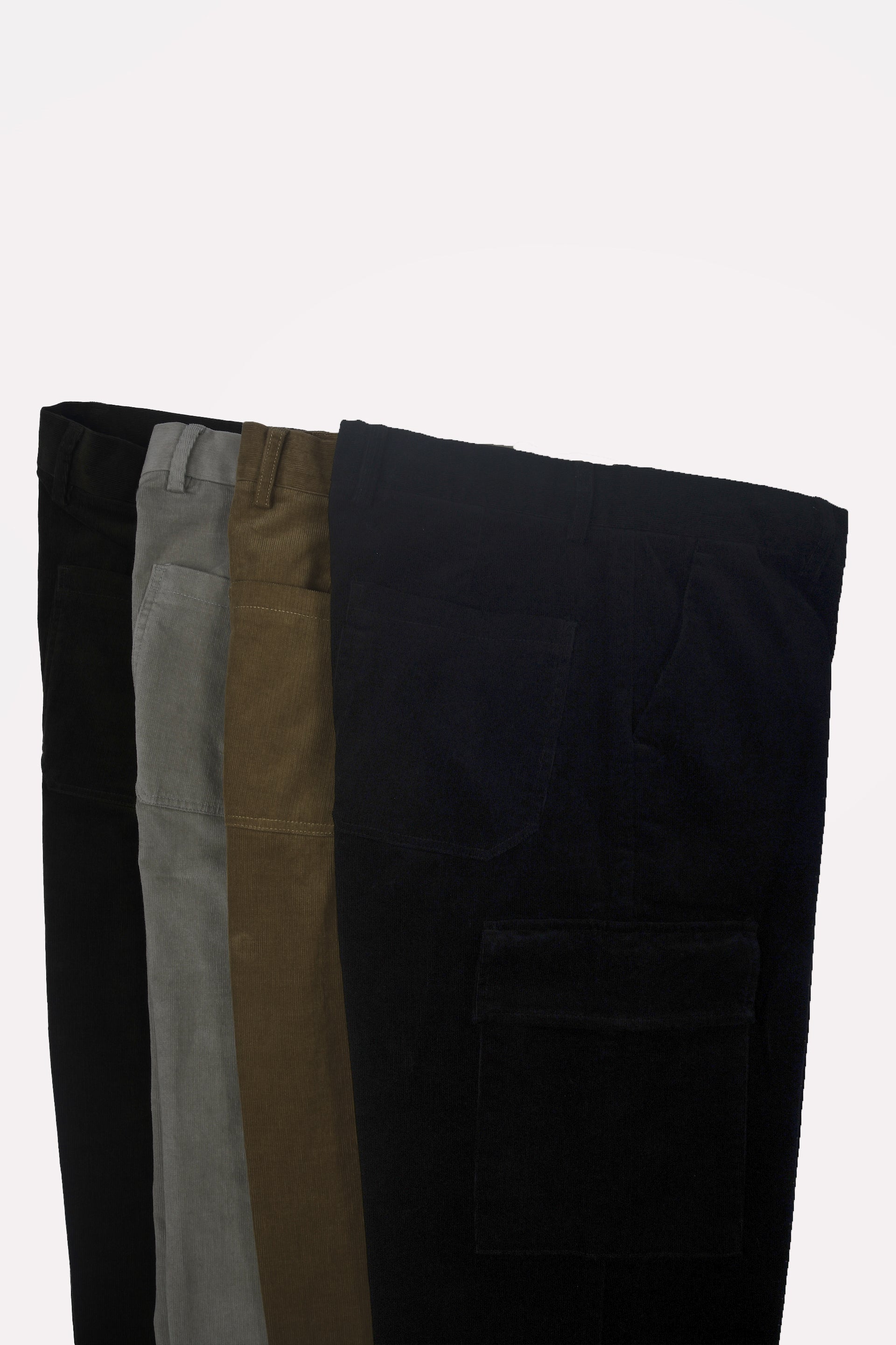 SOFT CORDUROY RELAXED CARGO PANTS IN DARK OLIVE