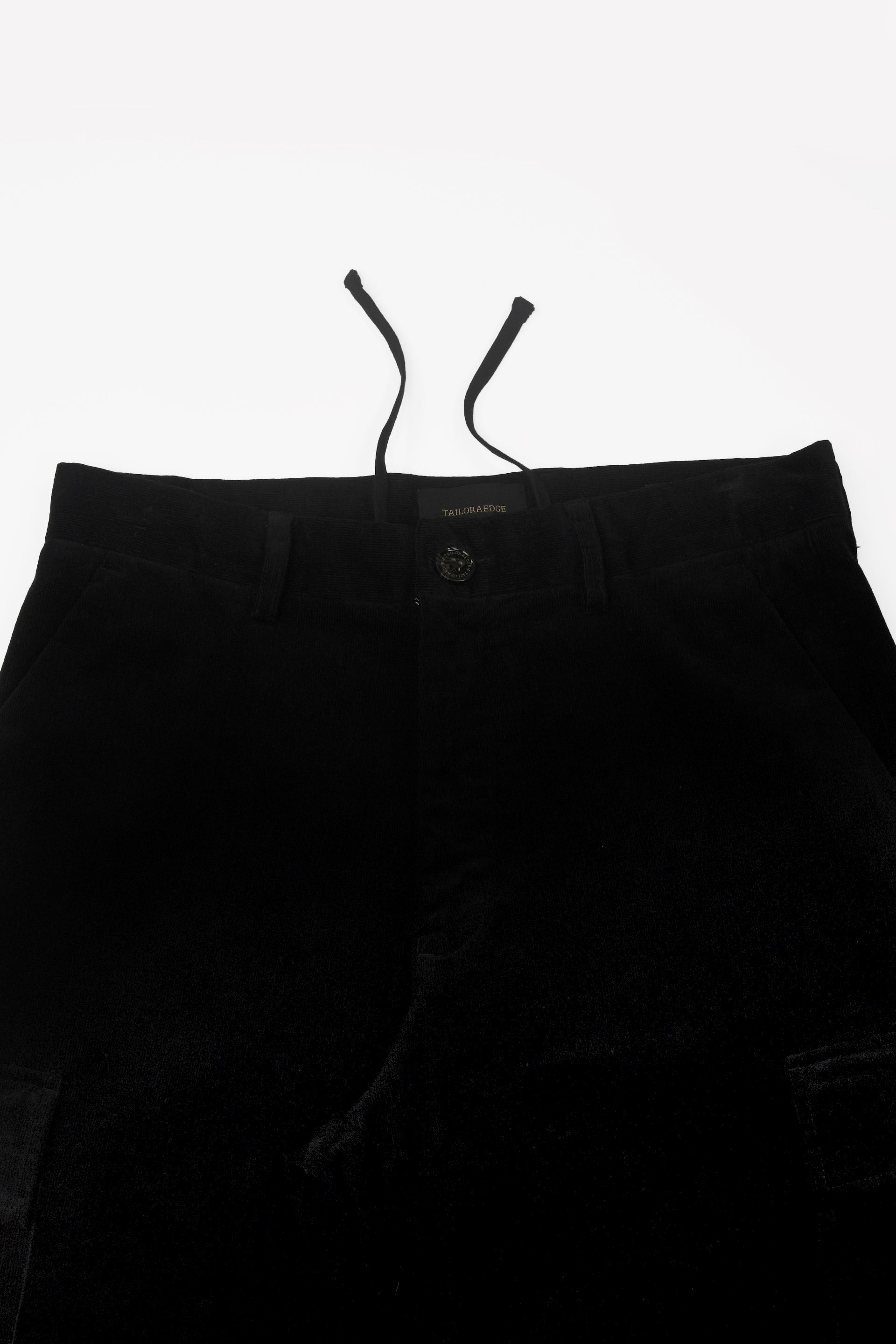 SOFT CORDUROY RELAXED CARGO PANTS IN BLACK
