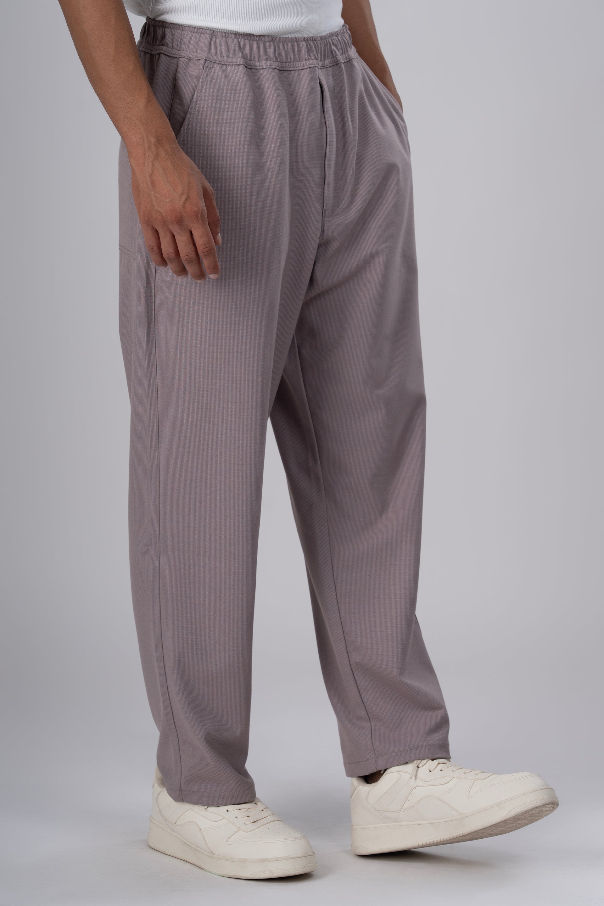 Easy Iron Striped Flexiwaist Relaxed Trouser In Pink