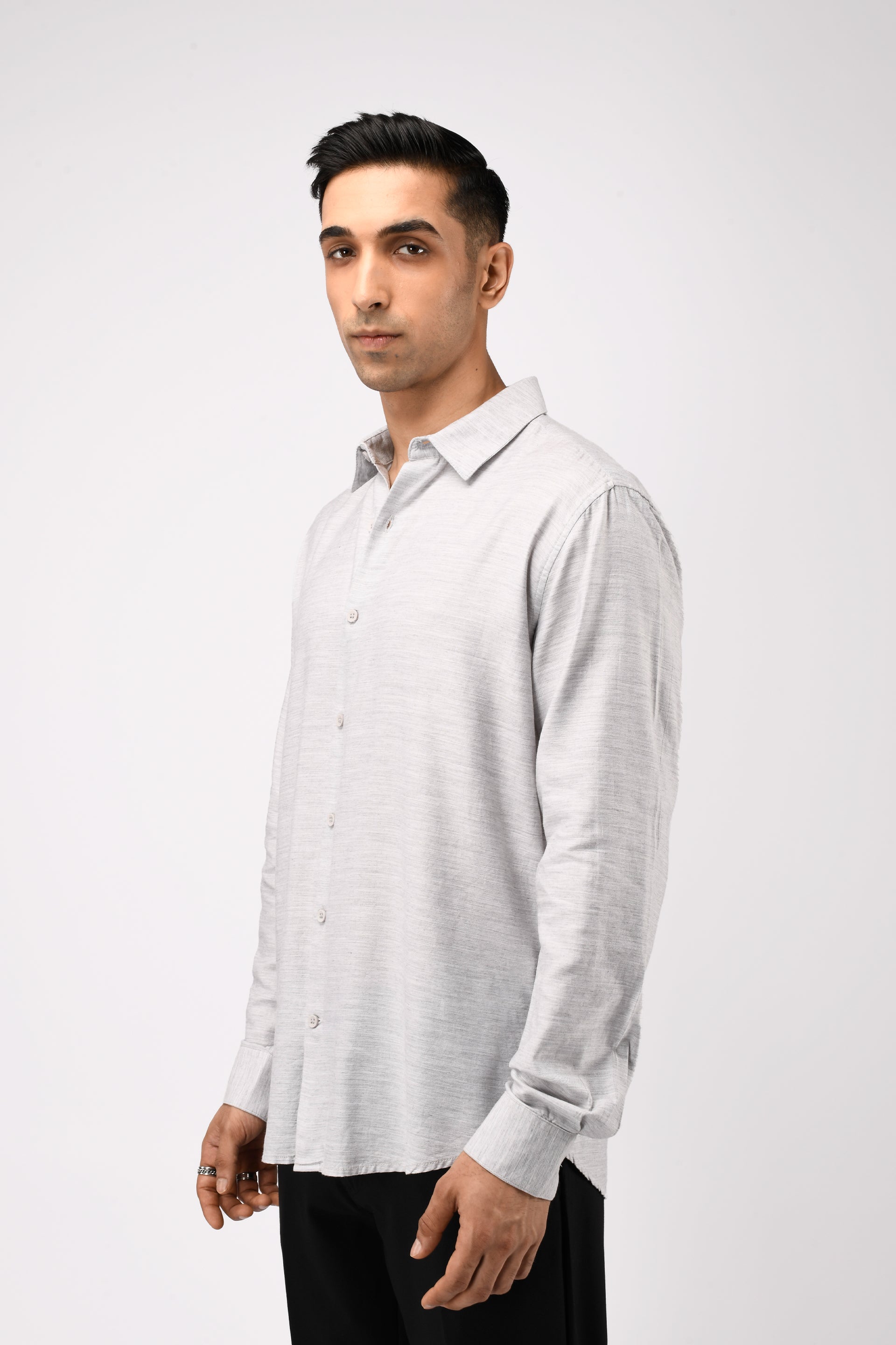 SOFT LYOCELL MELANGE SHIRT IN WHITE