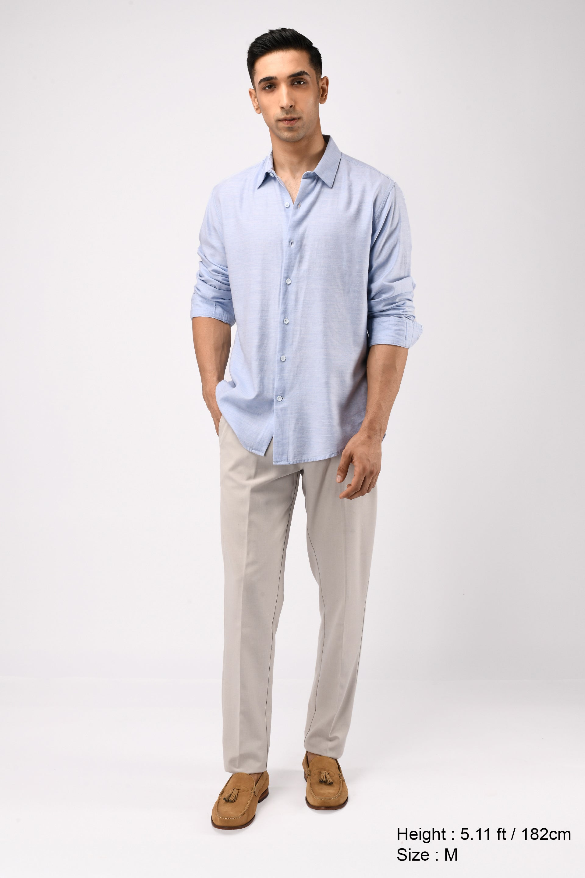SOFT LYOCELL MELANGE SHIRT IN BLUE