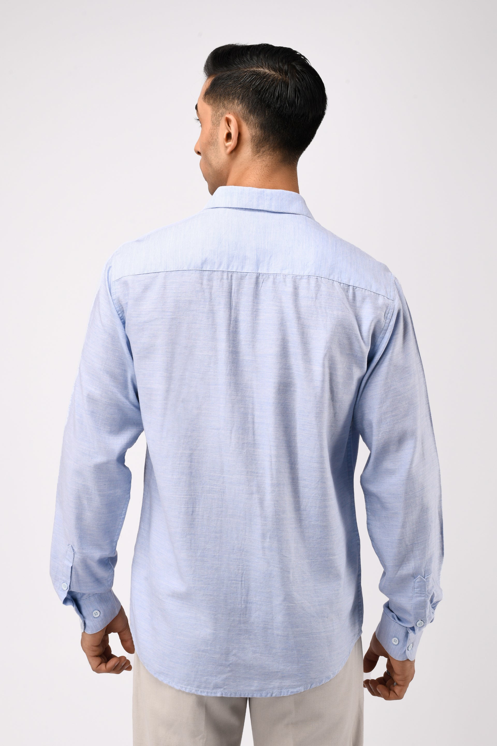 SOFT LYOCELL MELANGE SHIRT IN BLUE