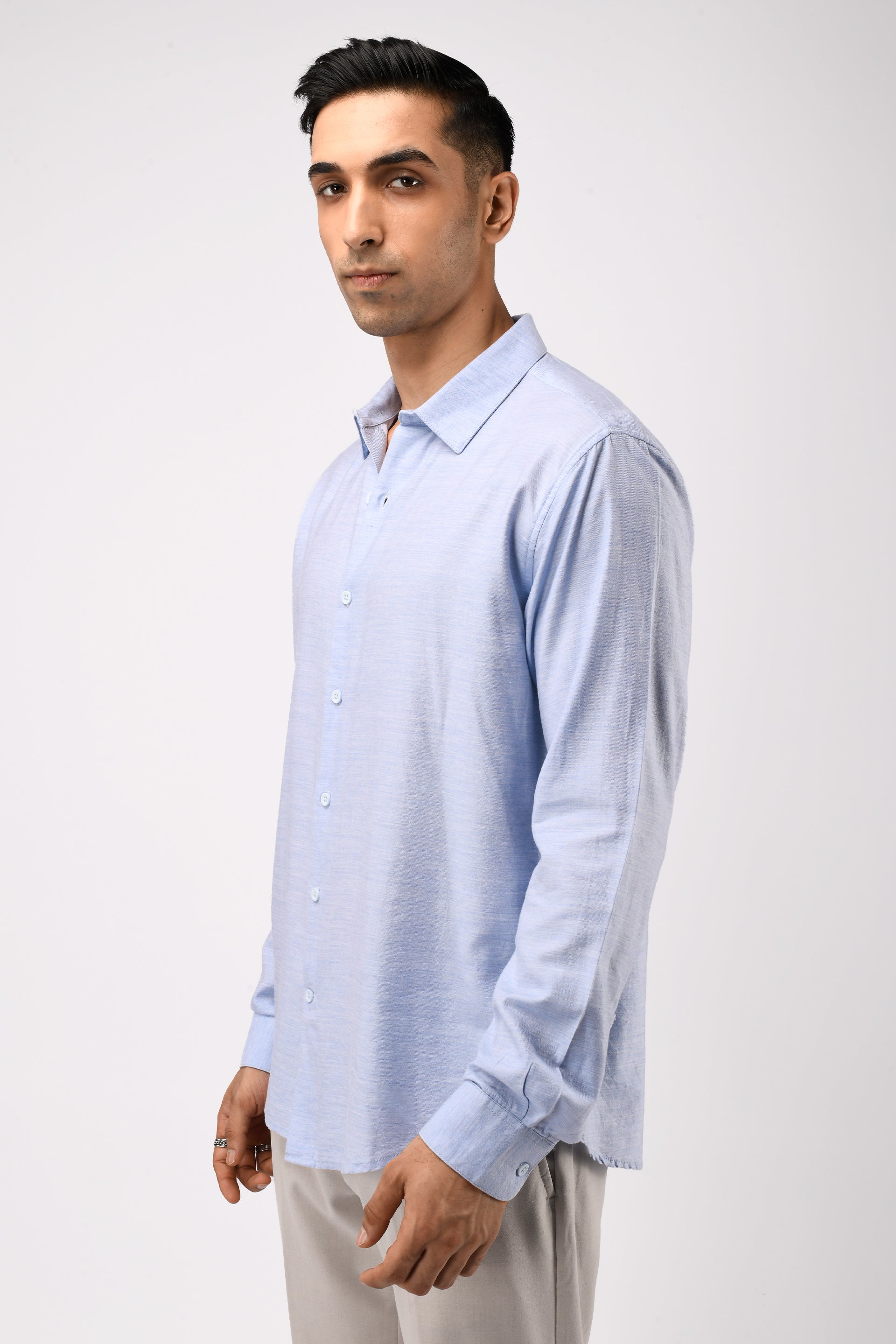 SOFT LYOCELL MELANGE SHIRT IN BLUE