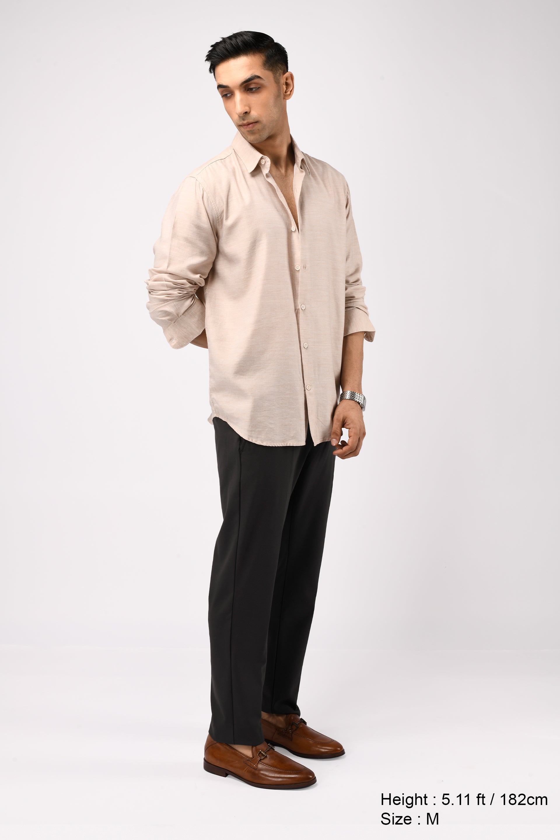 SOFT LYOCELL MELANGE SHIRT IN CREAM
