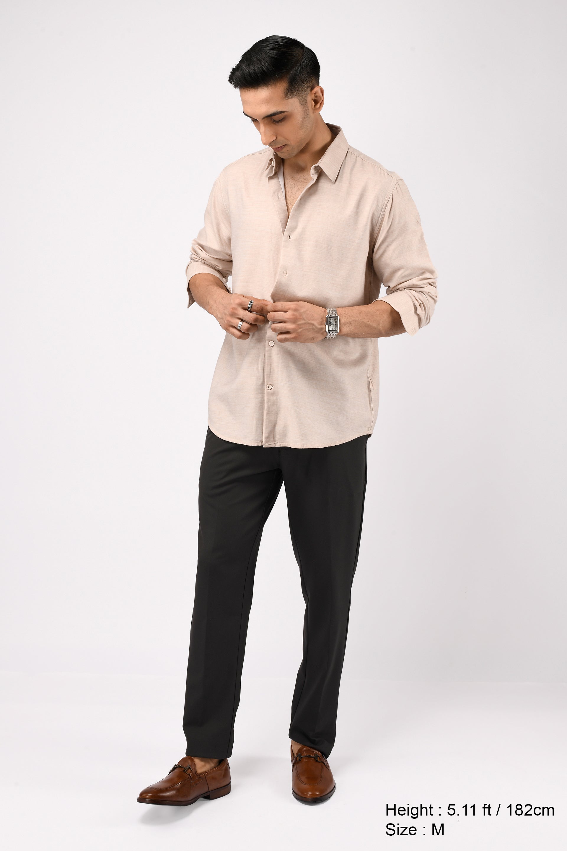 SOFT LYOCELL MELANGE SHIRT IN CREAM