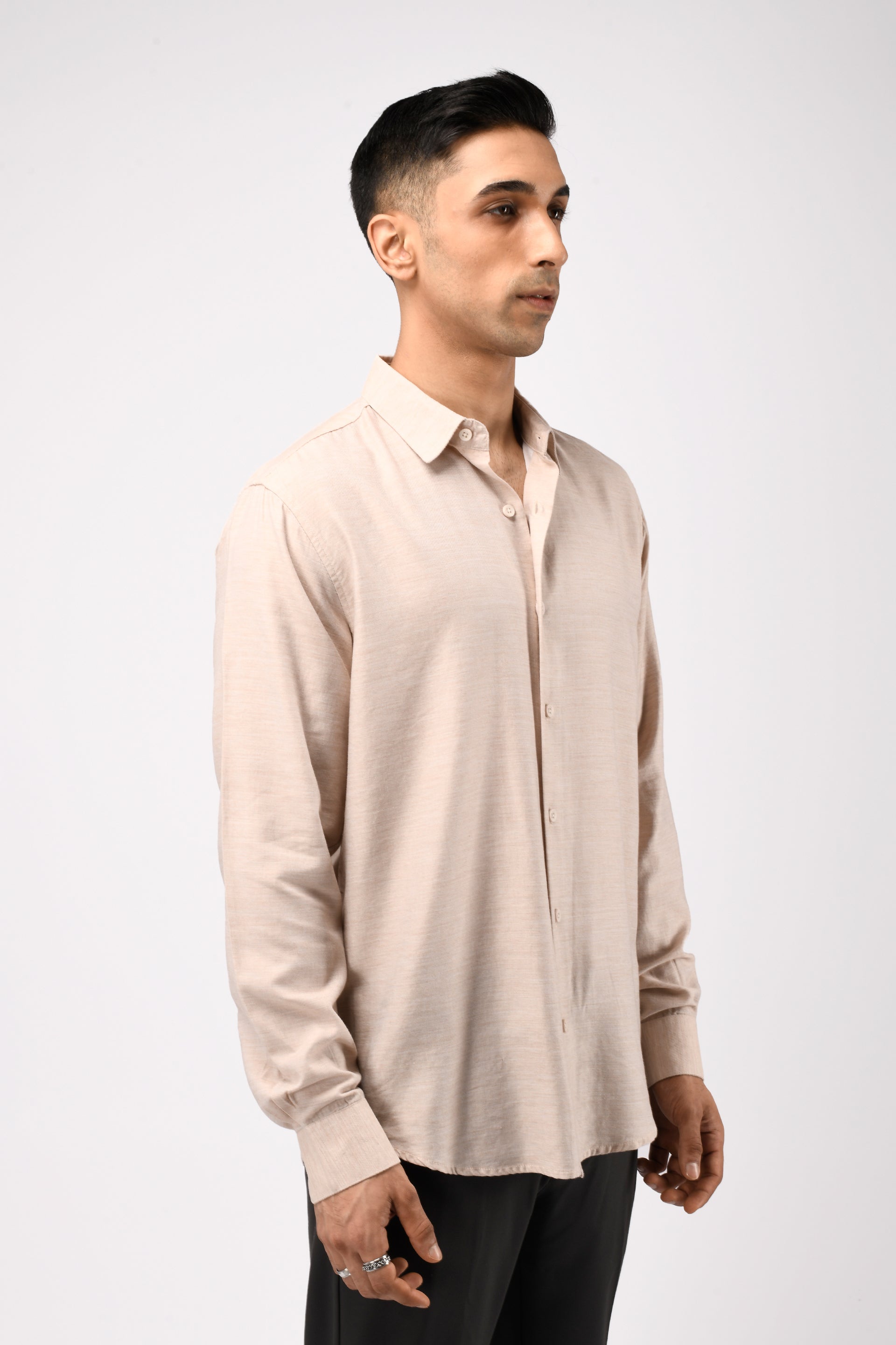 SOFT LYOCELL MELANGE SHIRT IN CREAM