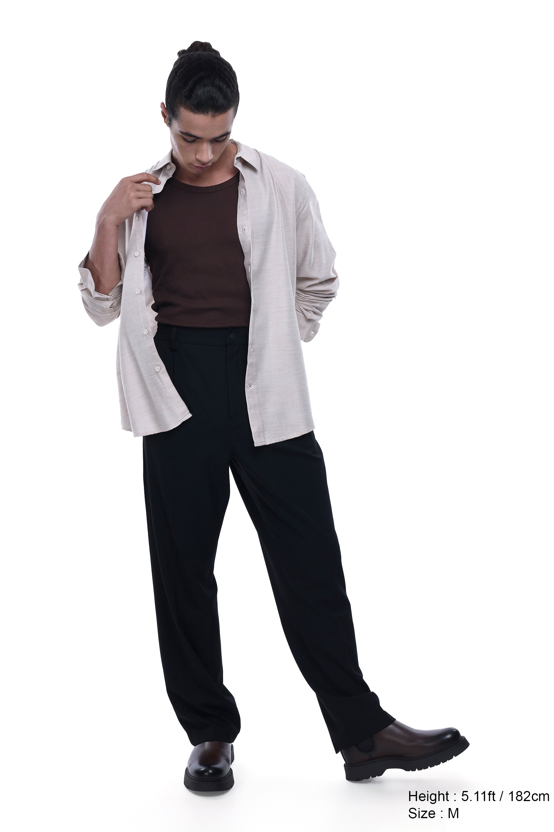 SOFT IRON RELAXED TROUSERS IN BLACK