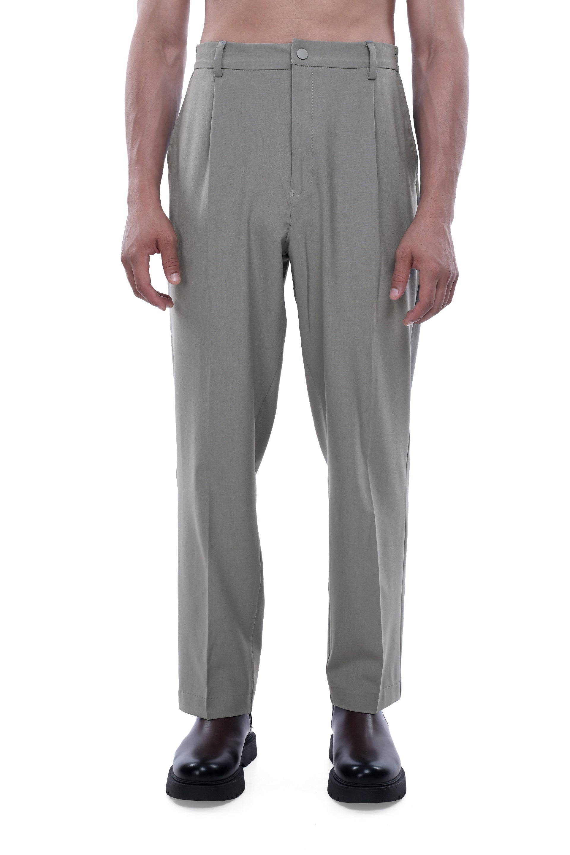SOFT IRON RELAXED TROUSERS IN LIGHT GREY