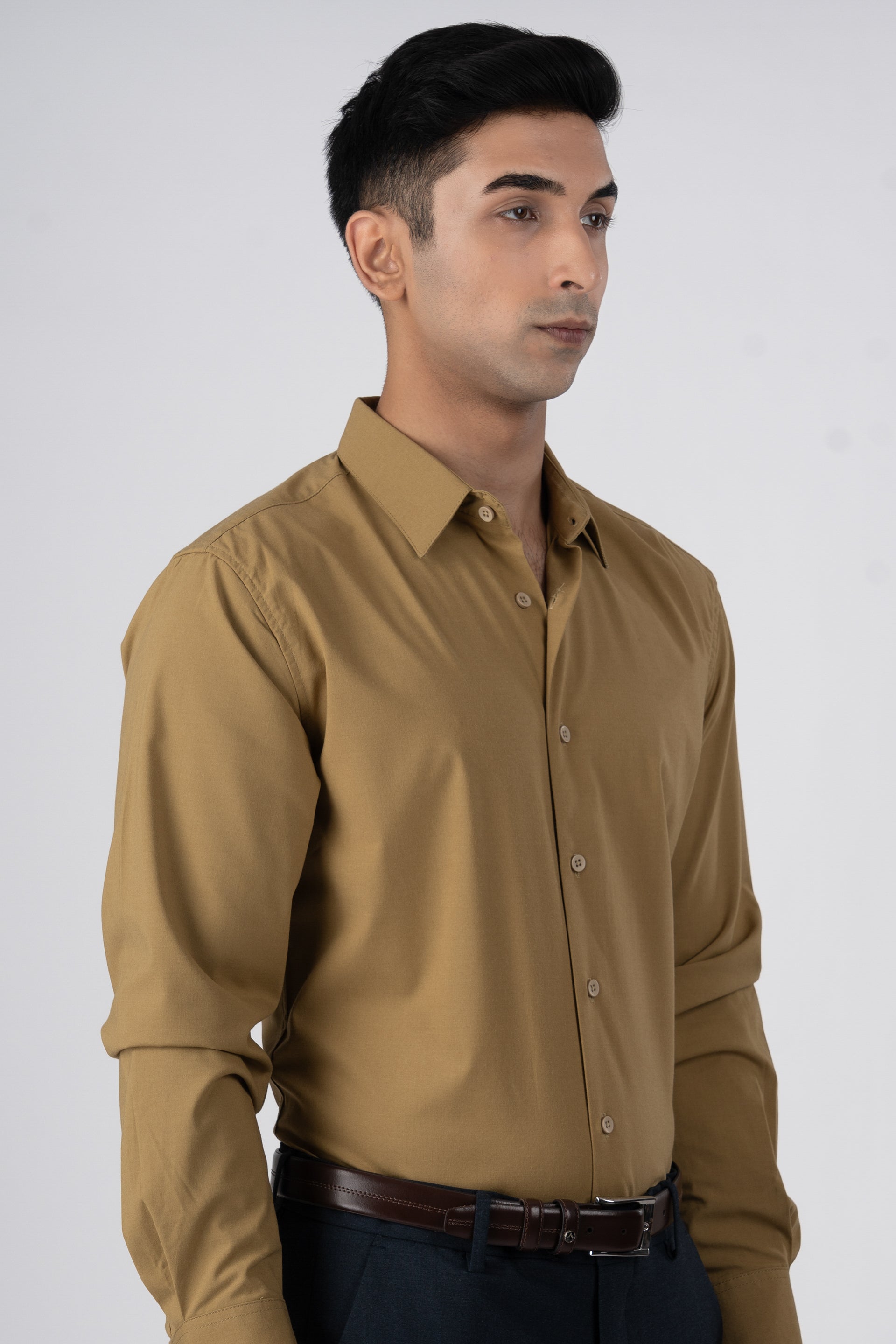 Easy Iron Office Stretch Shirt In Yellow