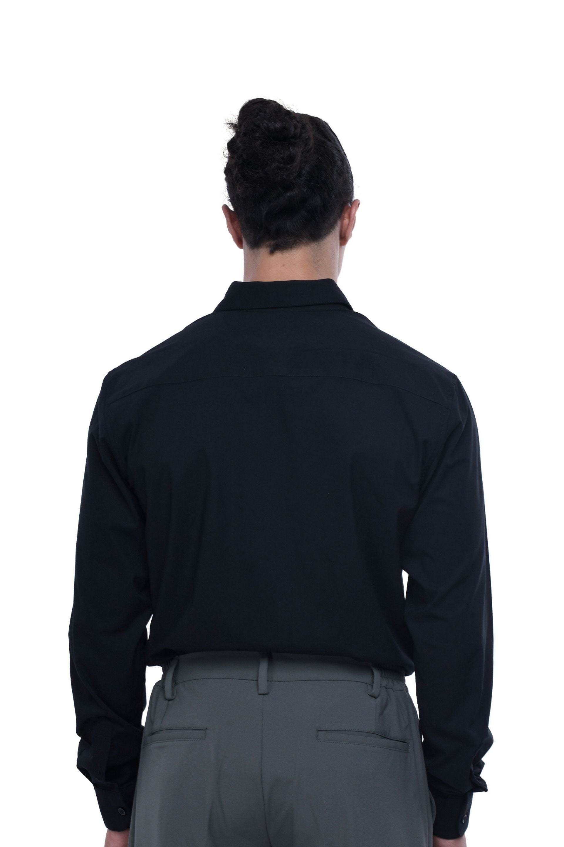 Easy Iron Office Stretch Shirt In Black