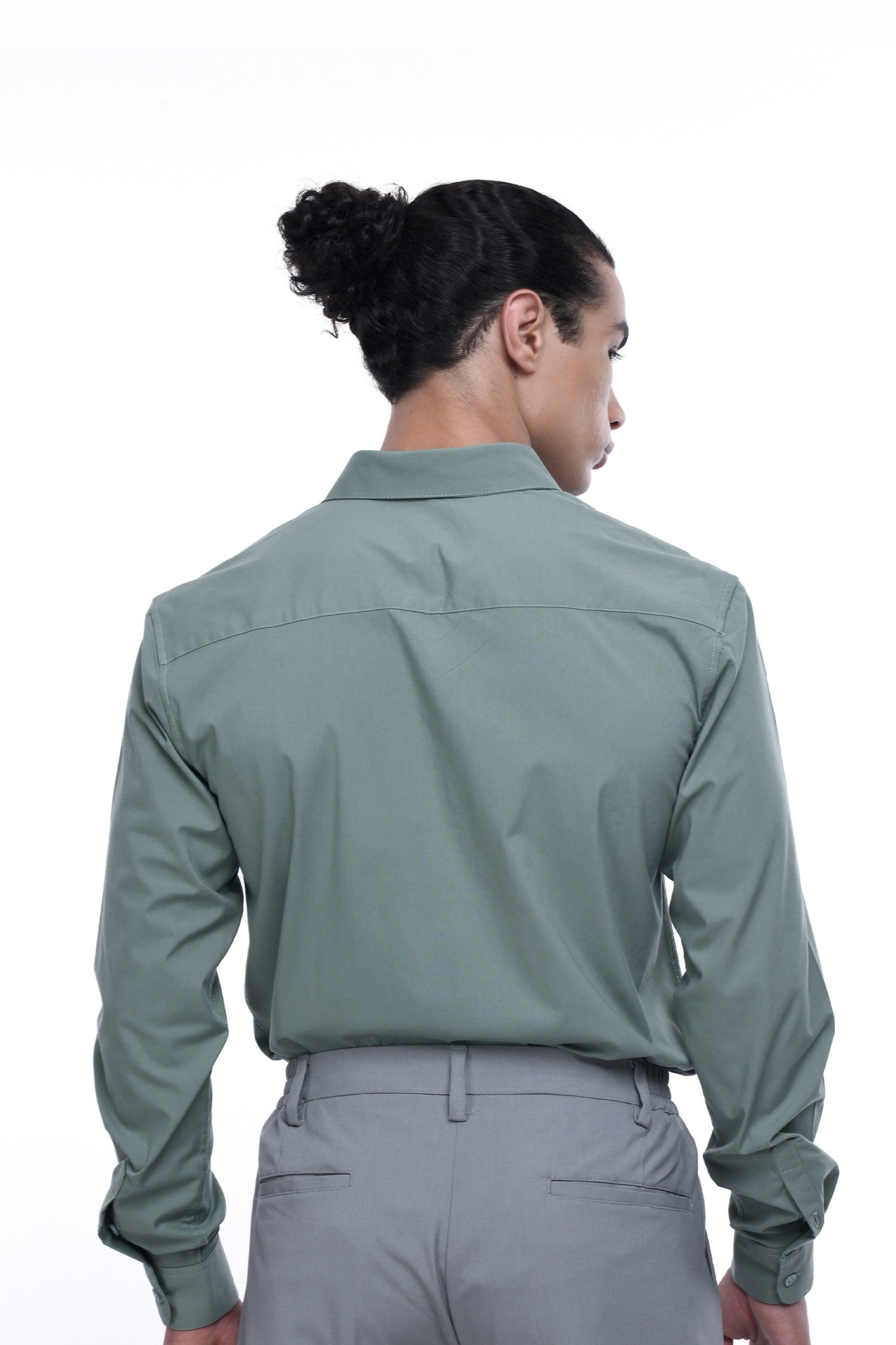 Easy Iron Office Stretch Shirt In Green