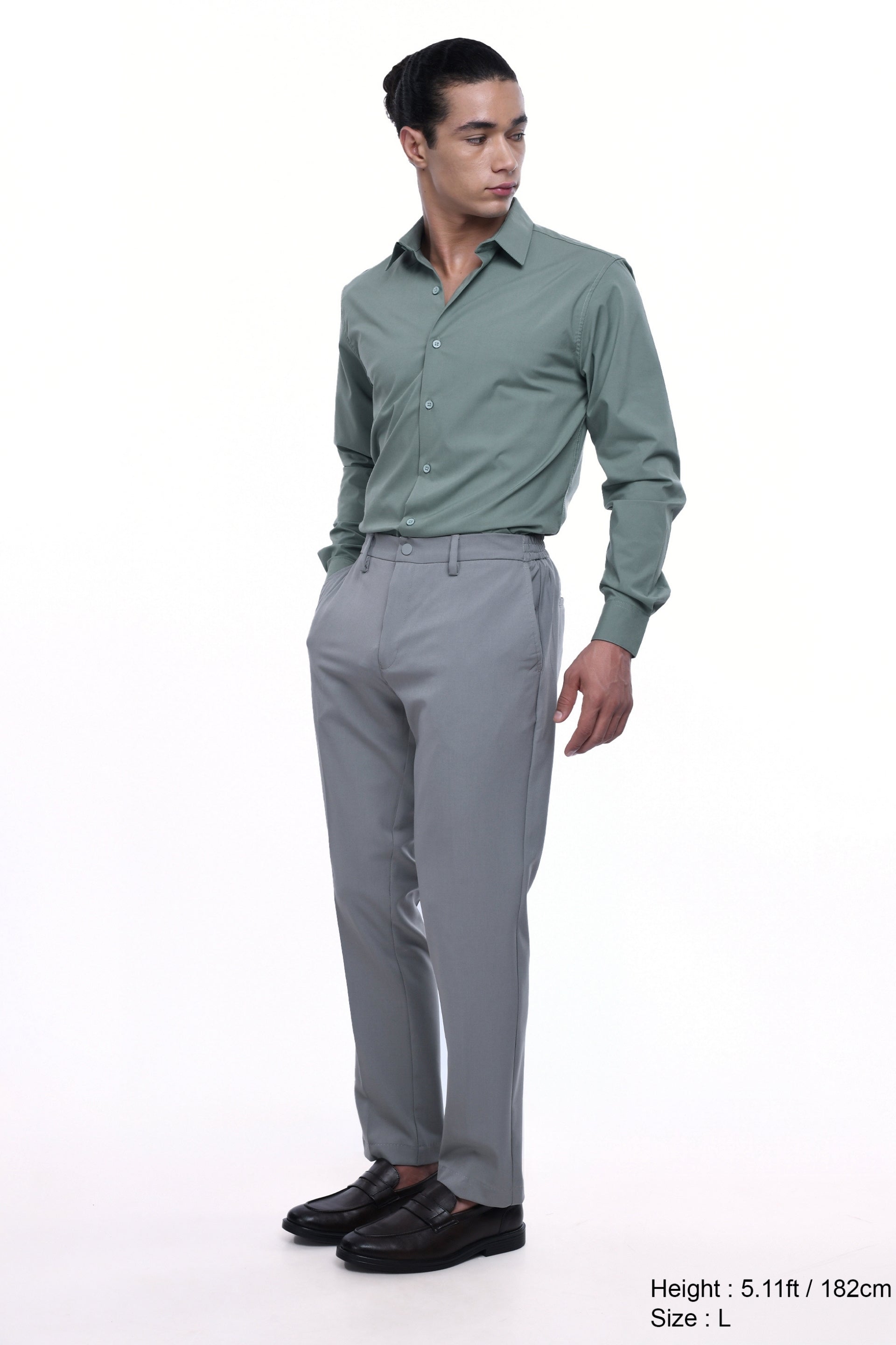 Easy Iron Office Stretch Shirt In Green