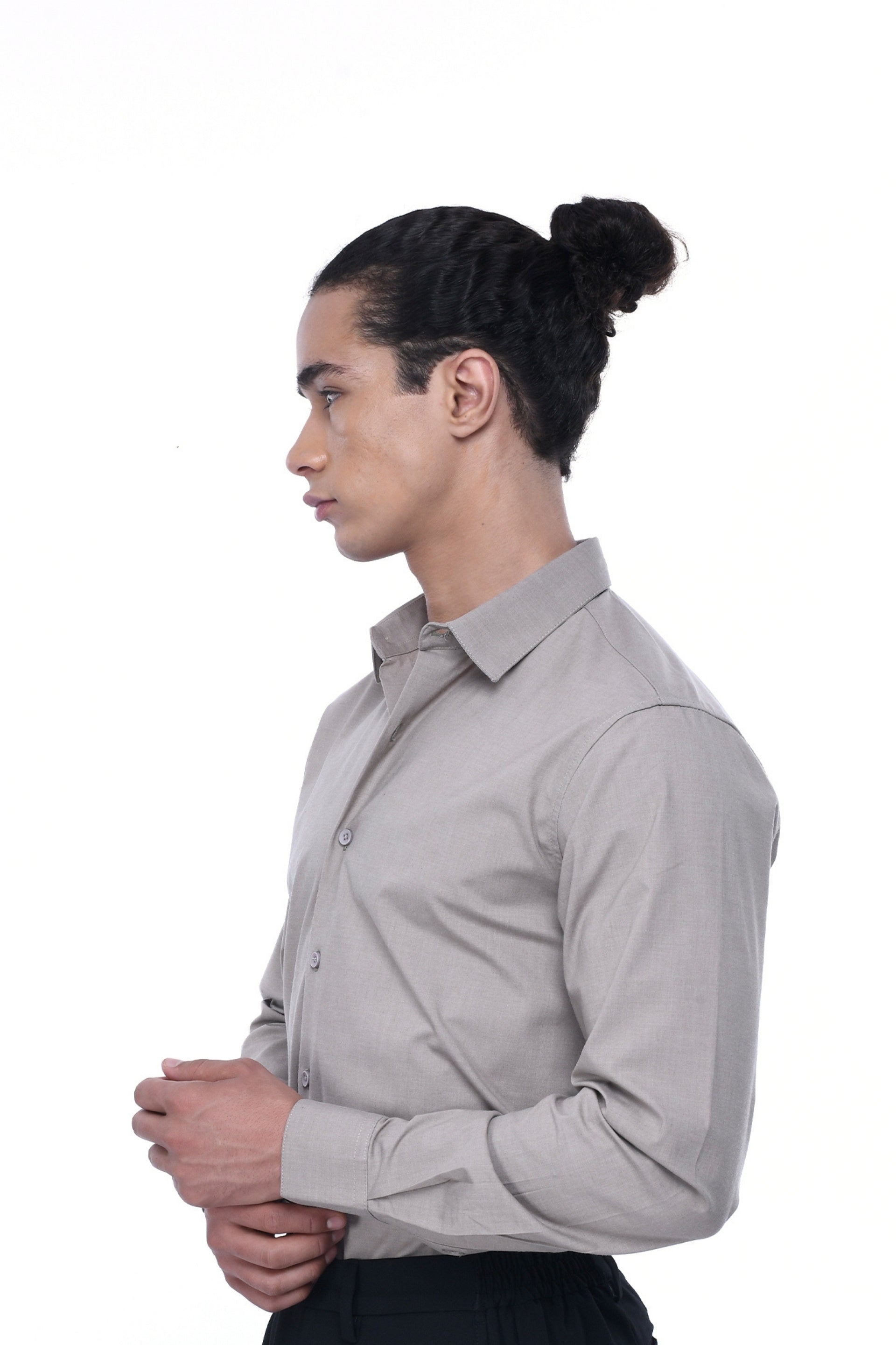 Easy Iron Office Stretch Shirt In Beige