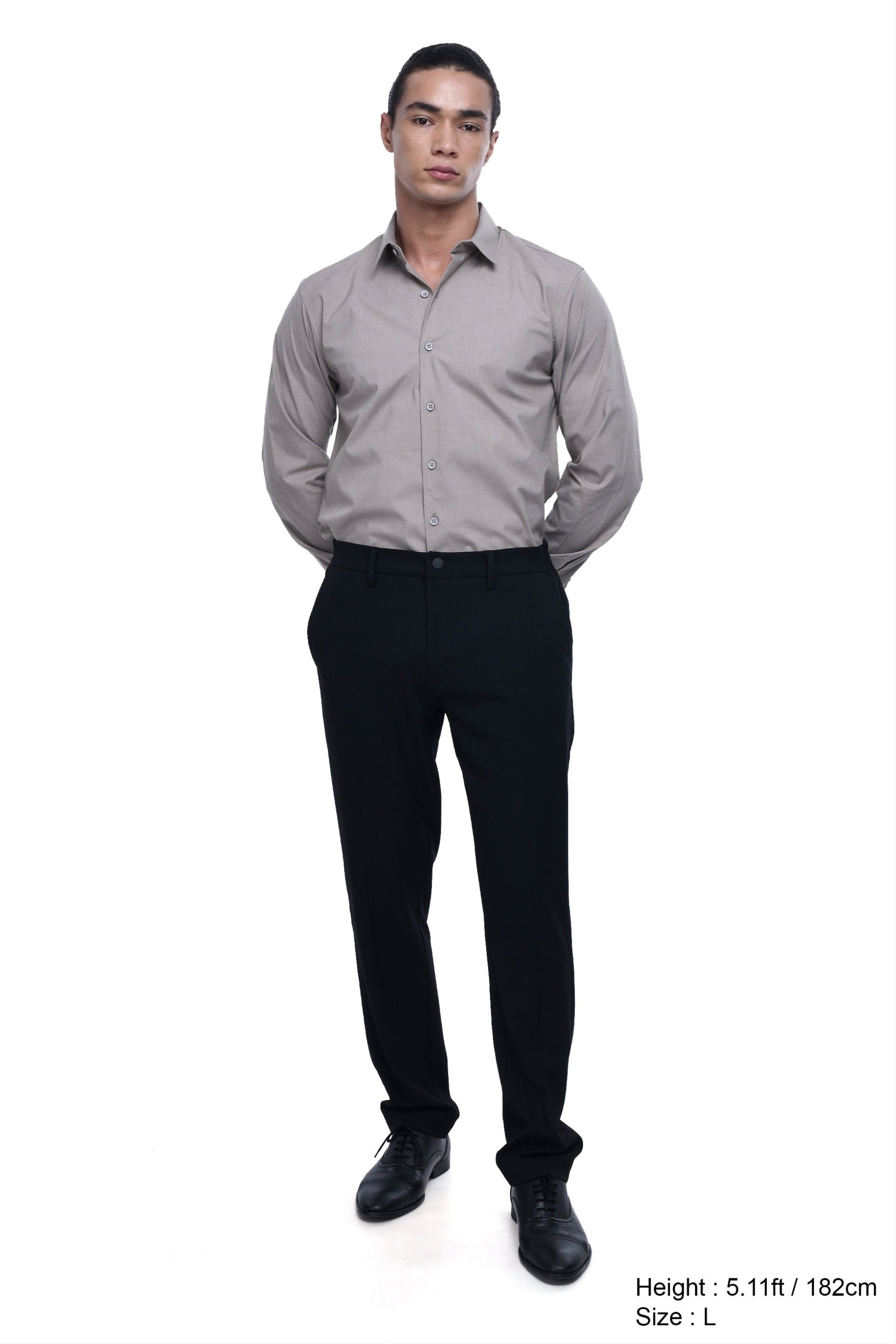 Easy Iron Office Stretch Shirt In Beige