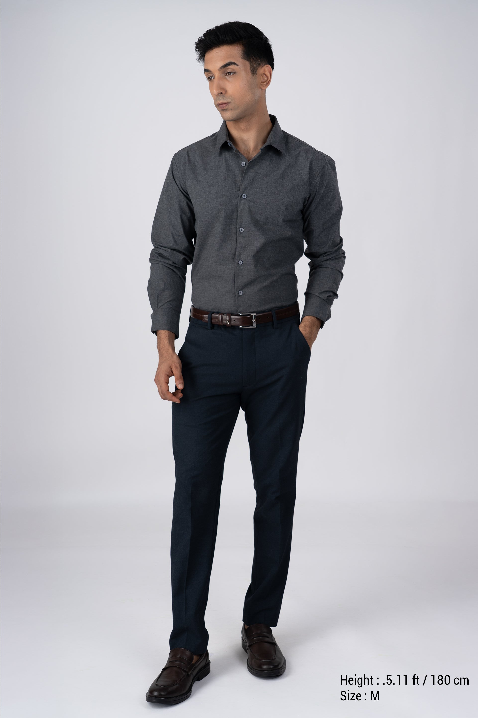 Easy Iron Office Stretch Shirt In Grey