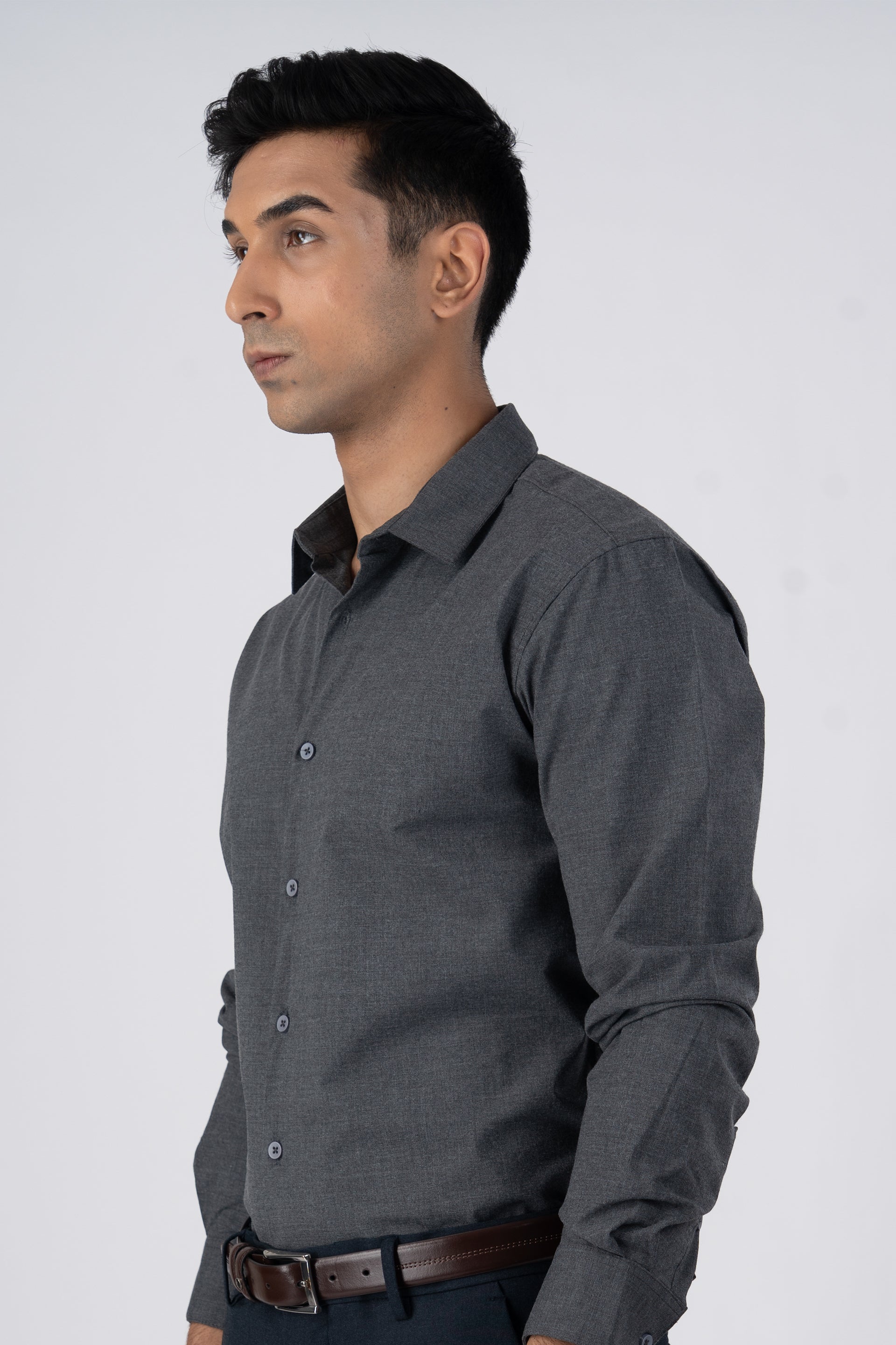 Easy Iron Office Stretch Shirt In Grey