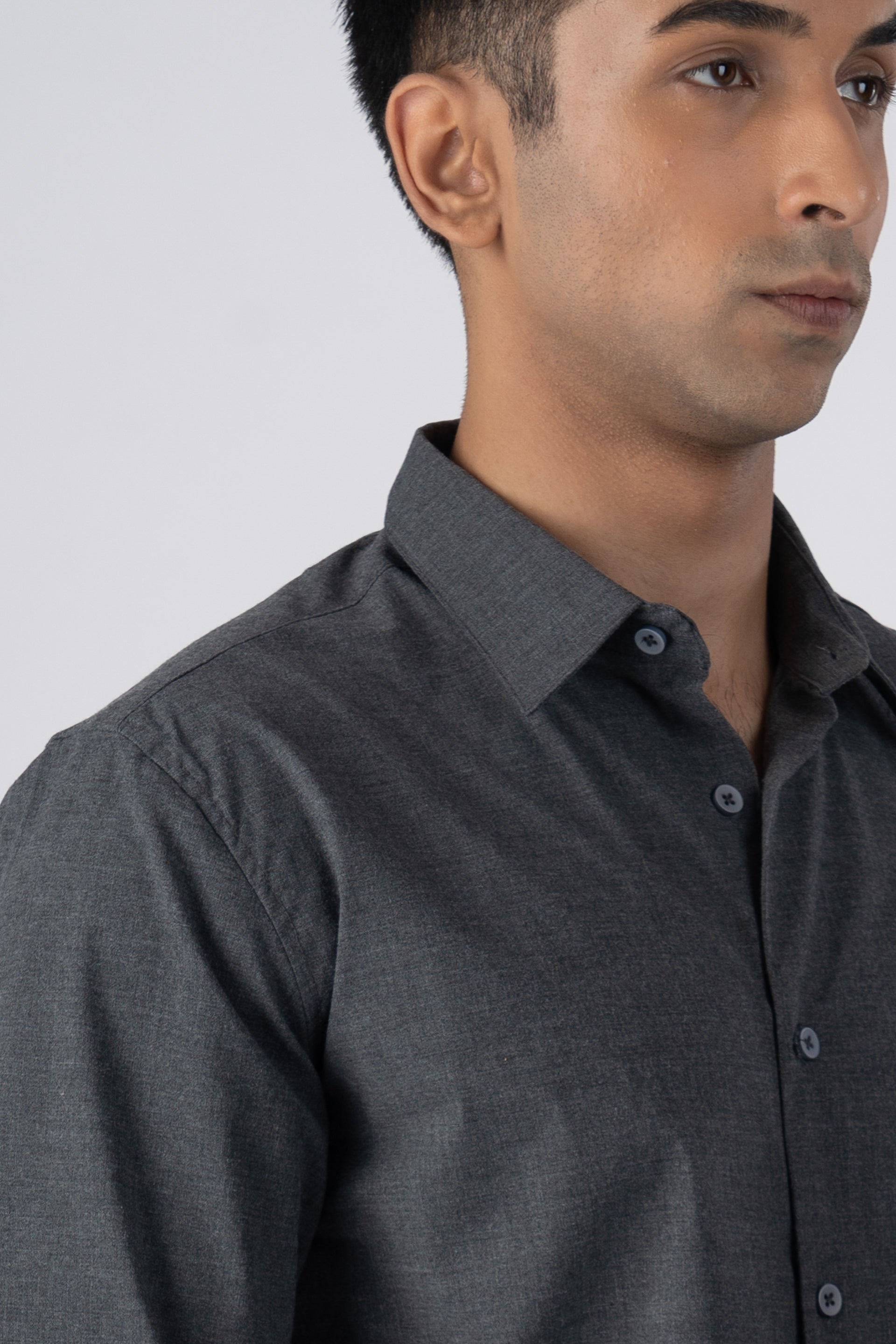 Easy Iron Office Stretch Shirt In Grey
