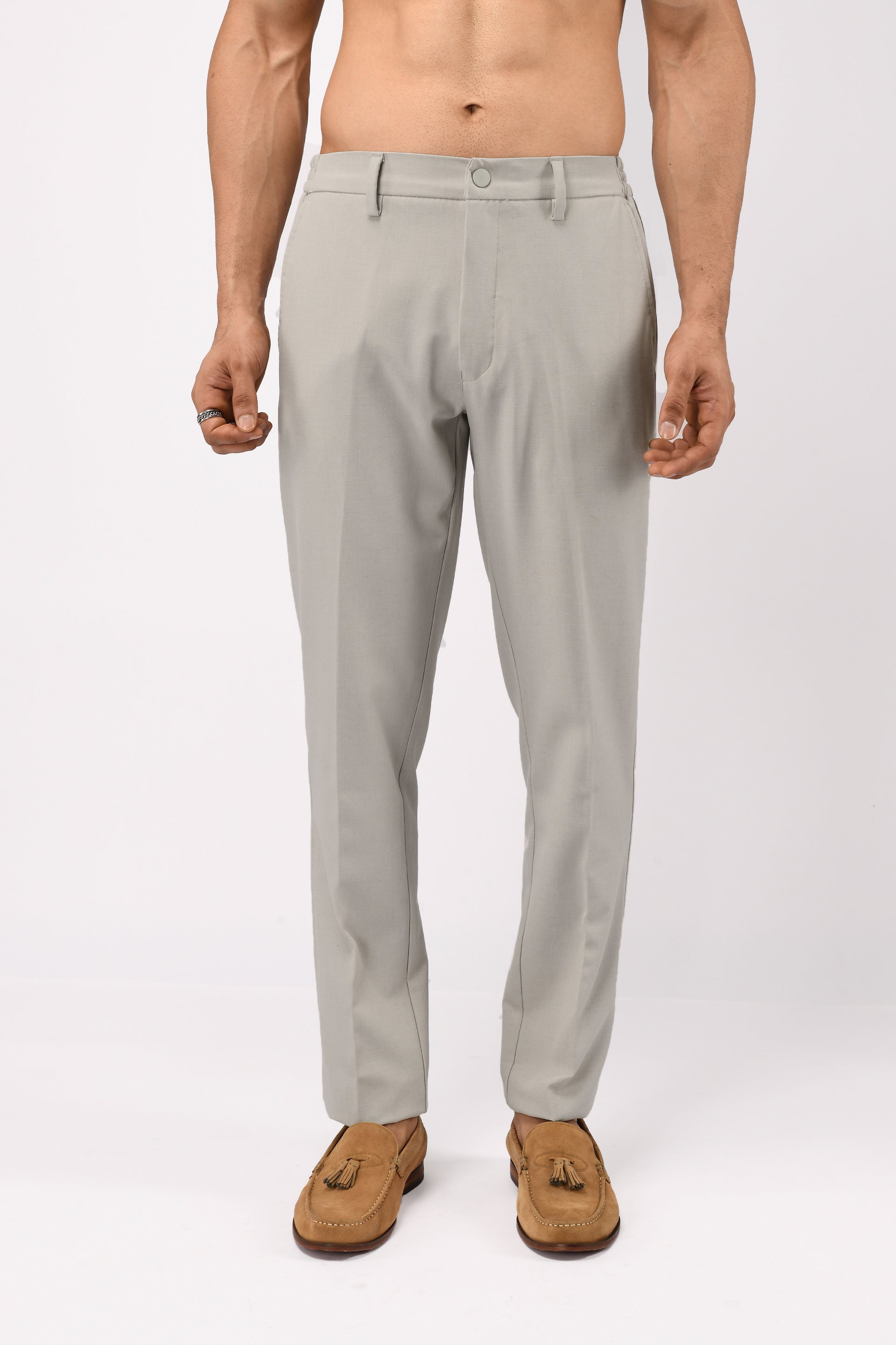 SOFT IRON TAILORED TROUSERS IN CREAM
