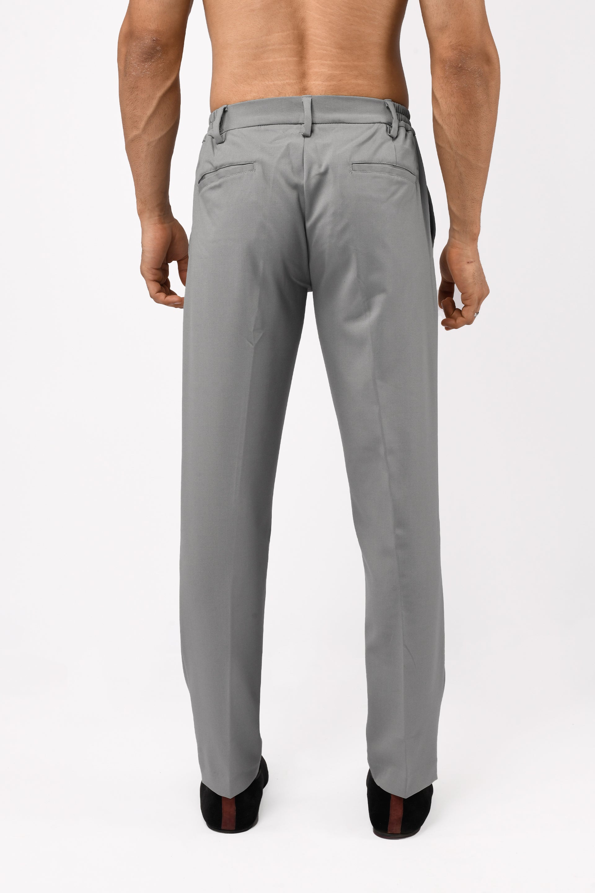 SOFT IRON TAILORED TROUSERS IN LIGHT GREY