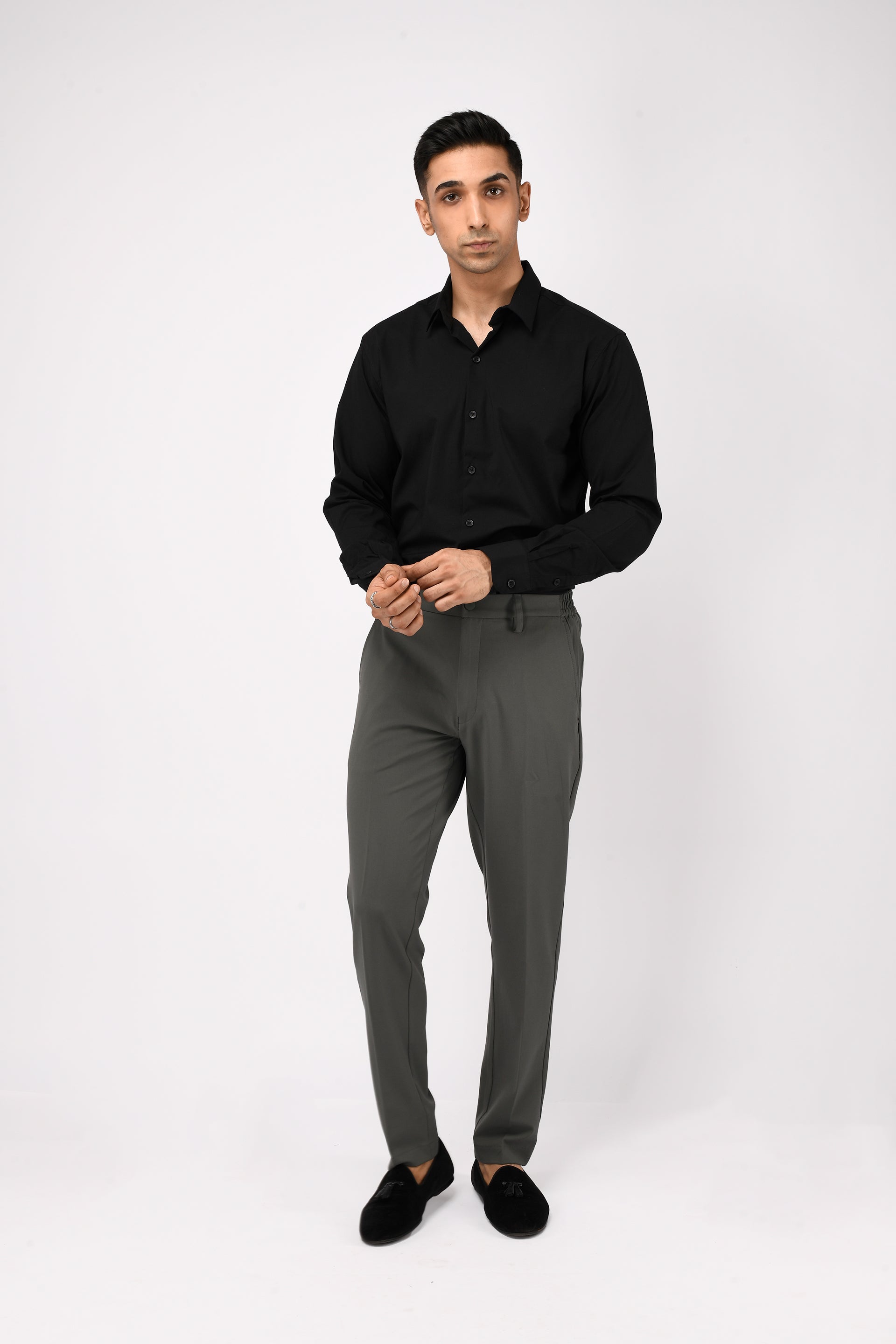 SOFT IRON TAILORED TROUSERS IN GREY