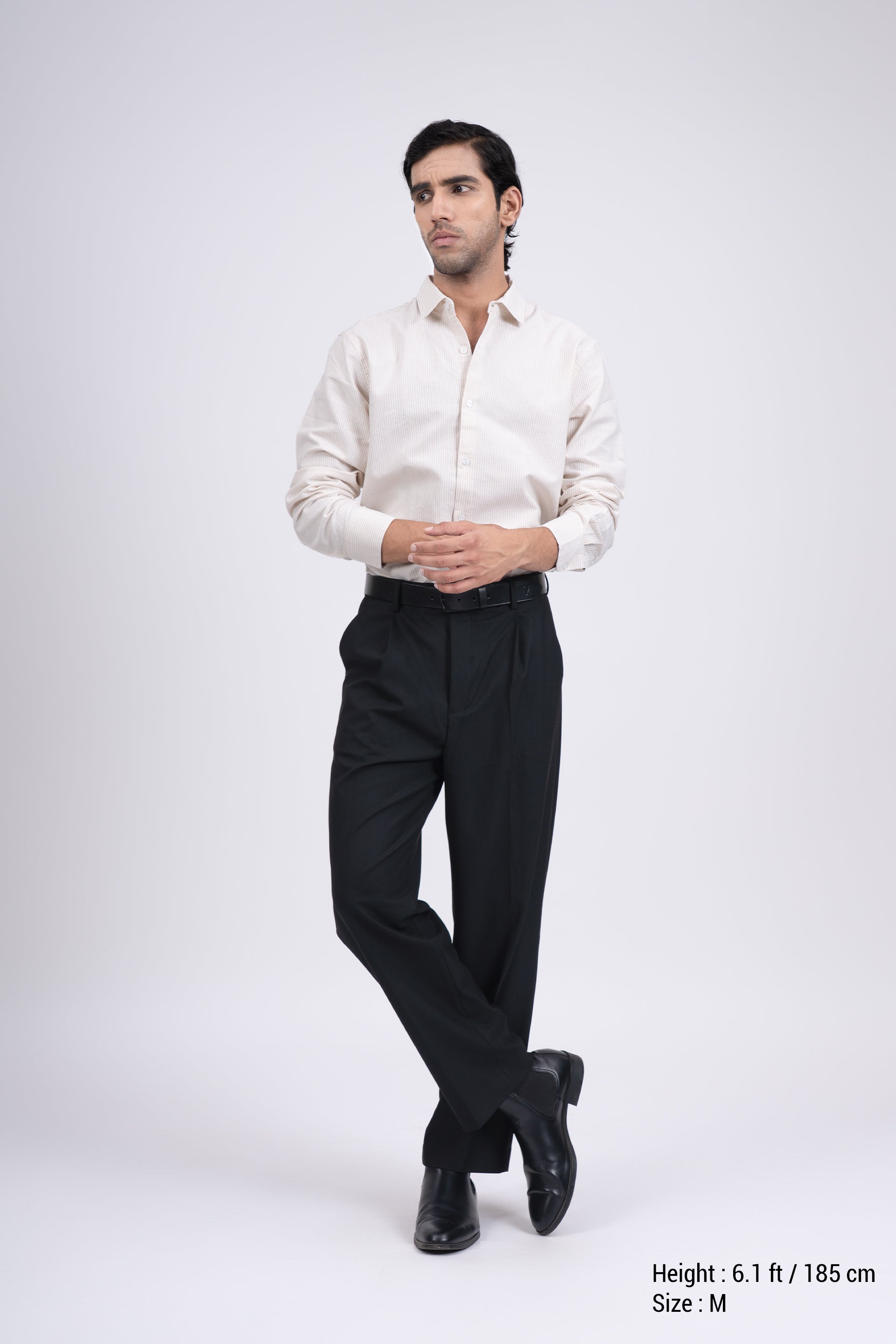 Classic Oxford Stripe Shirt In Beige