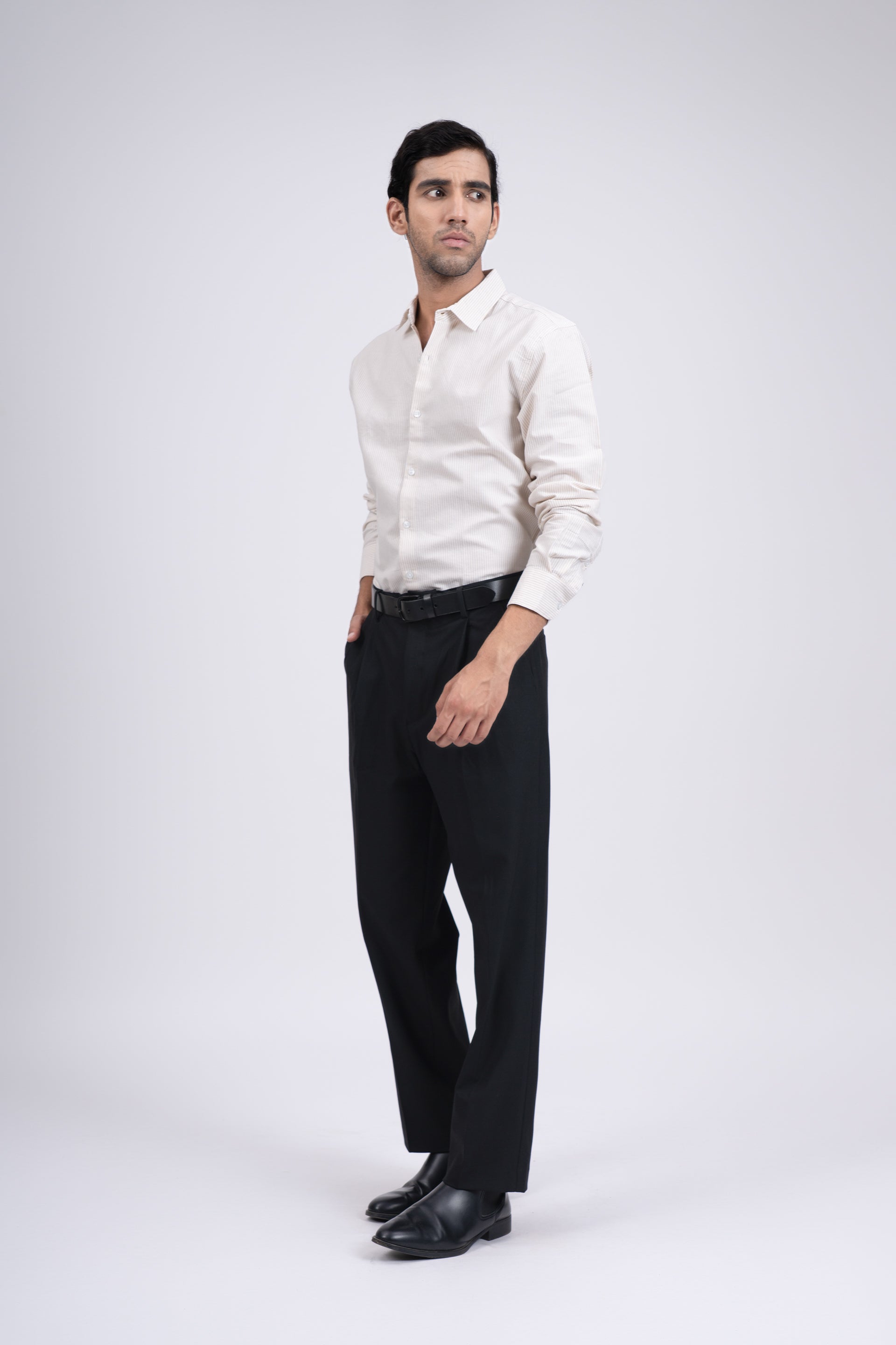 Classic Oxford Stripe Shirt In Beige