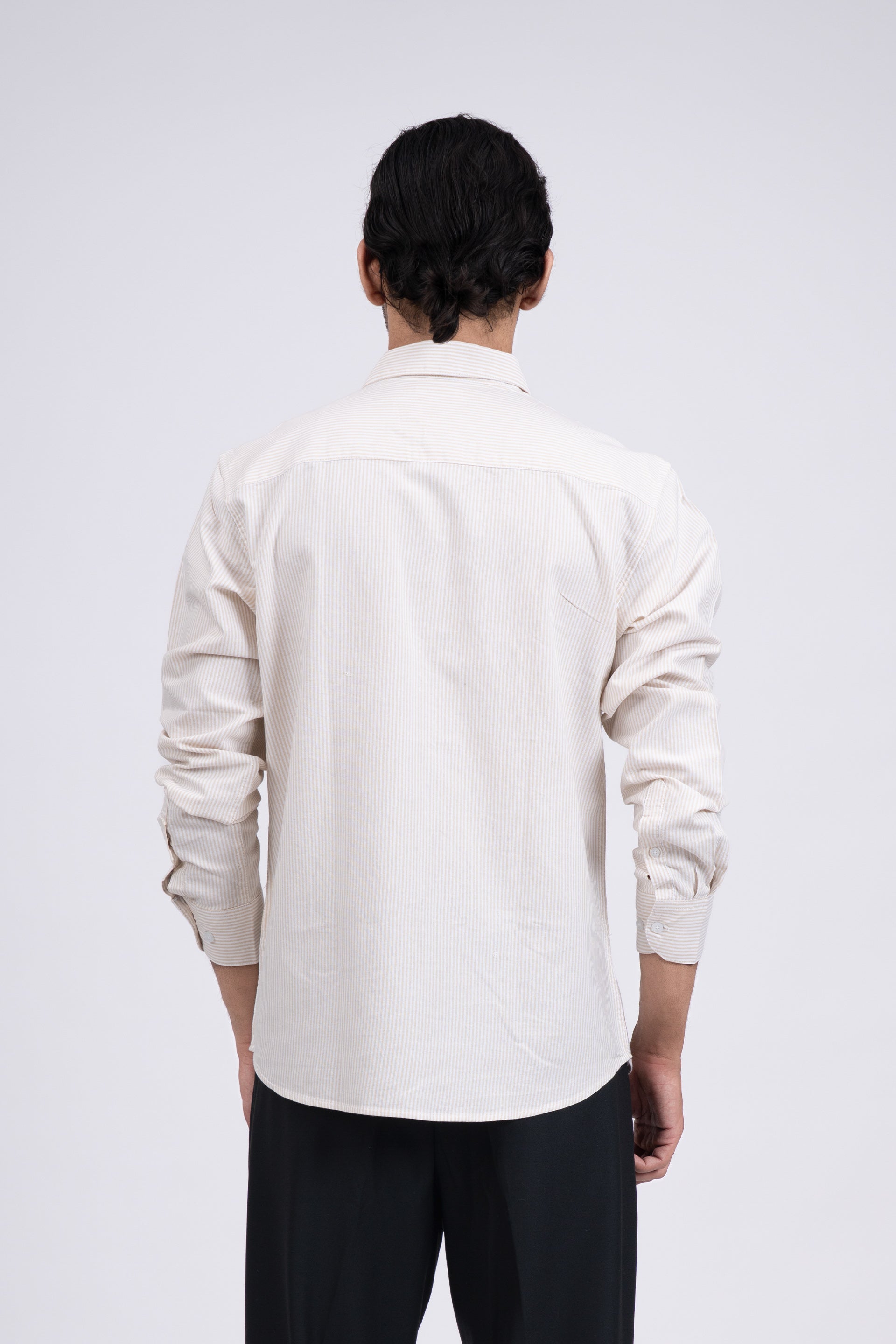 Classic Oxford Stripe Shirt In Beige