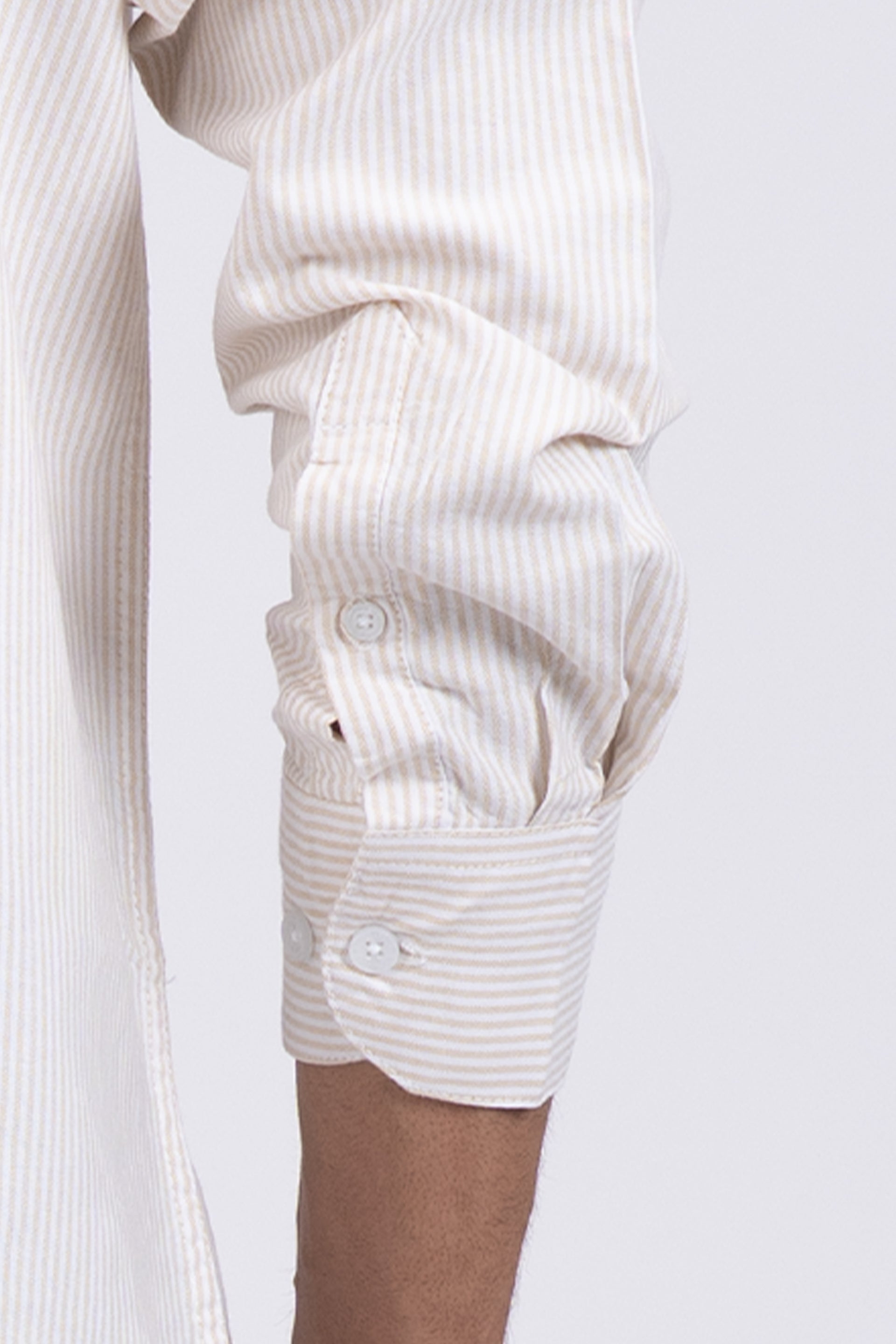 Classic Oxford Stripe Shirt In Beige