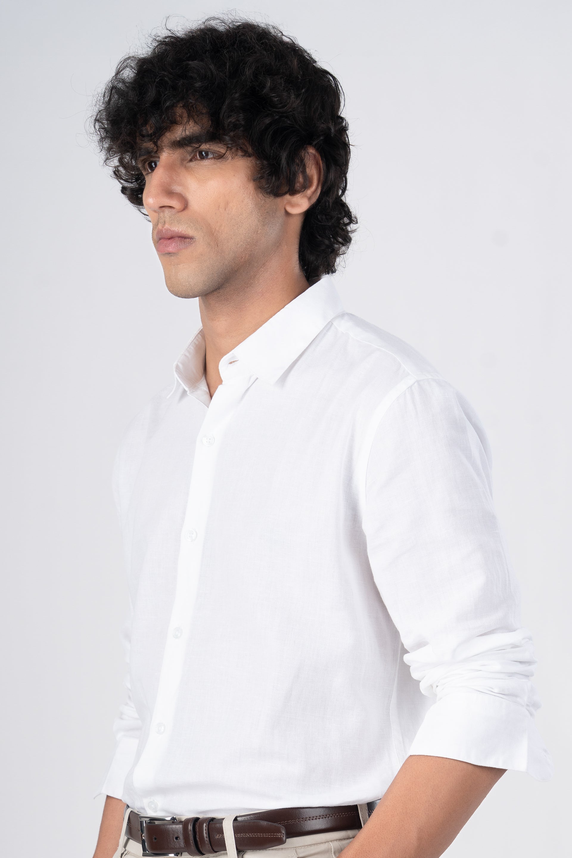 Classic Fused Linen Shirt In White