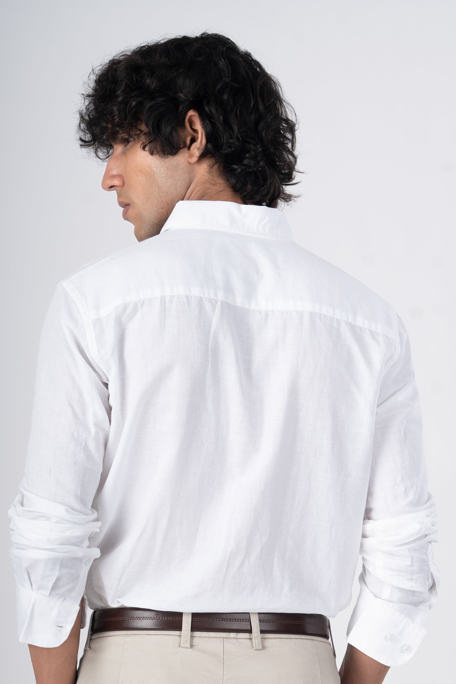Classic Fused Linen Shirt In White