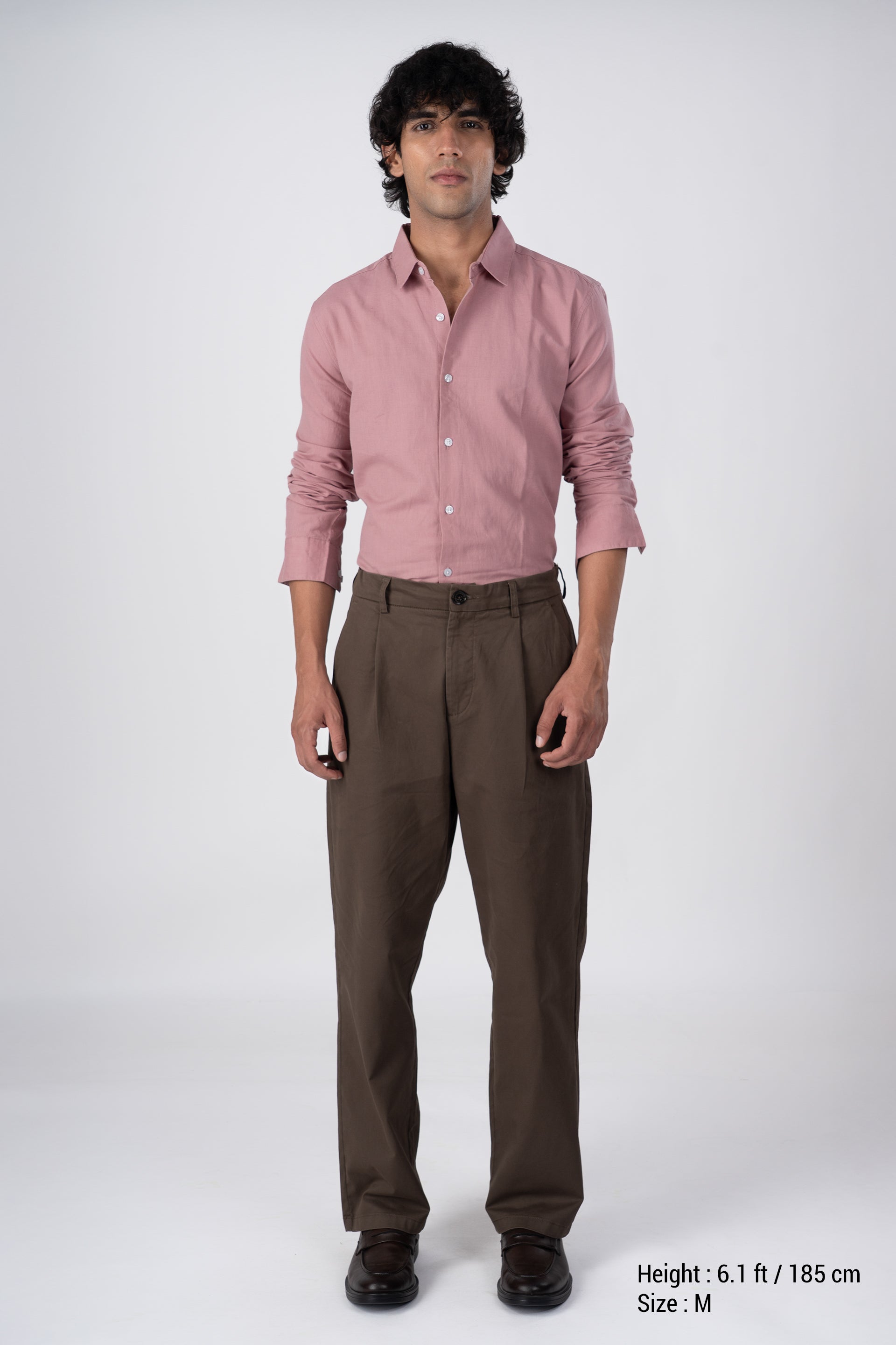 Classic Fused Linen Shirt In Pink