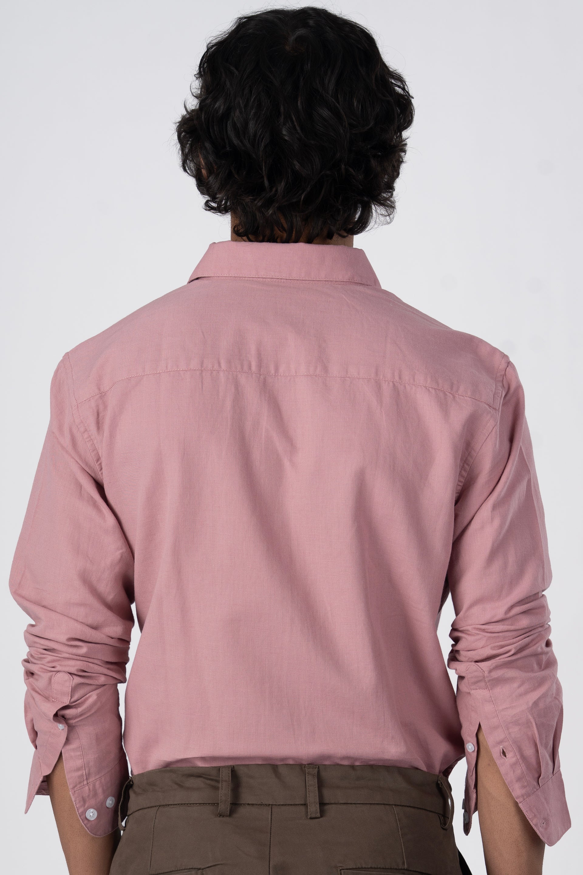 Classic Fused Linen Shirt In Pink