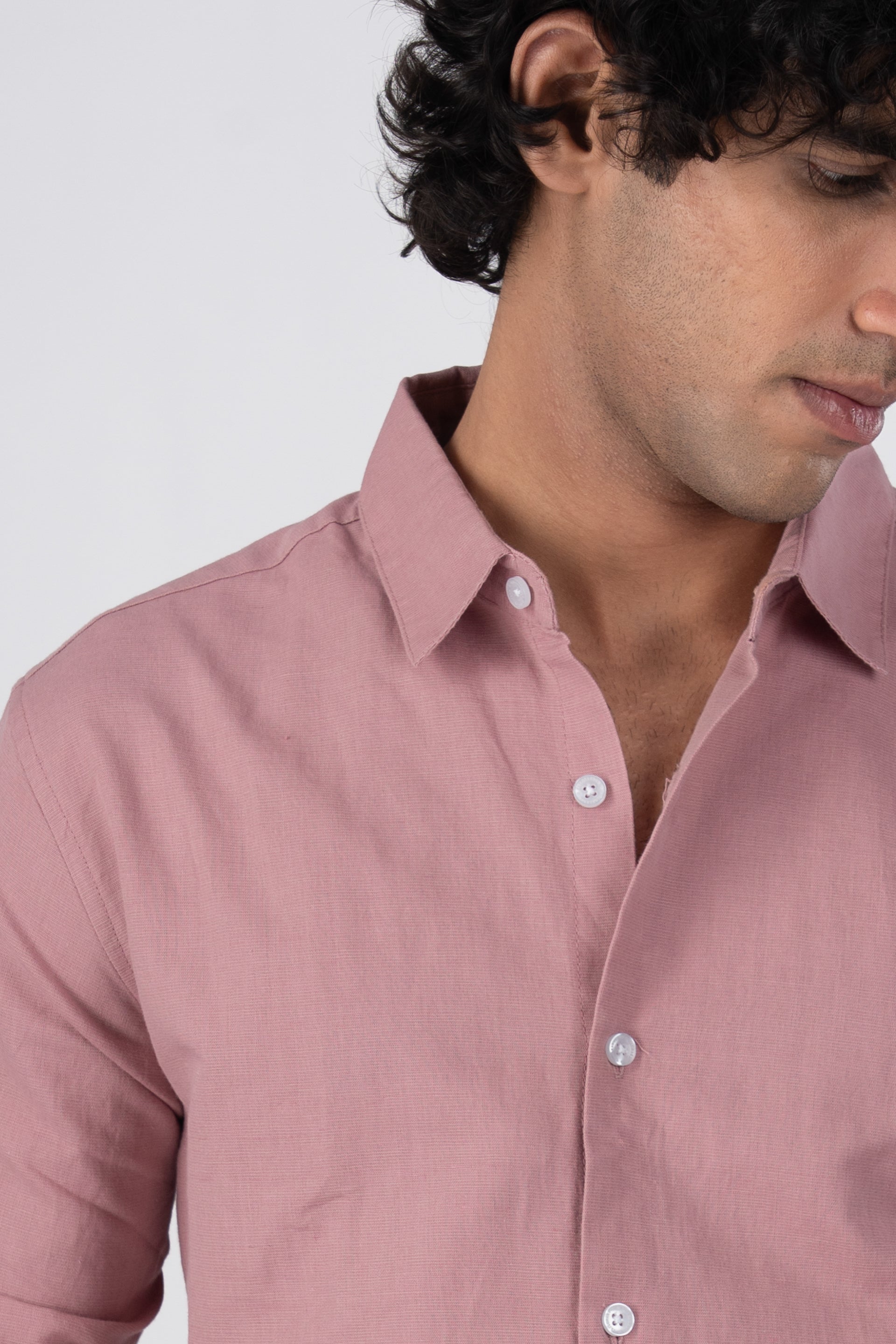 Classic Fused Linen Shirt In Pink