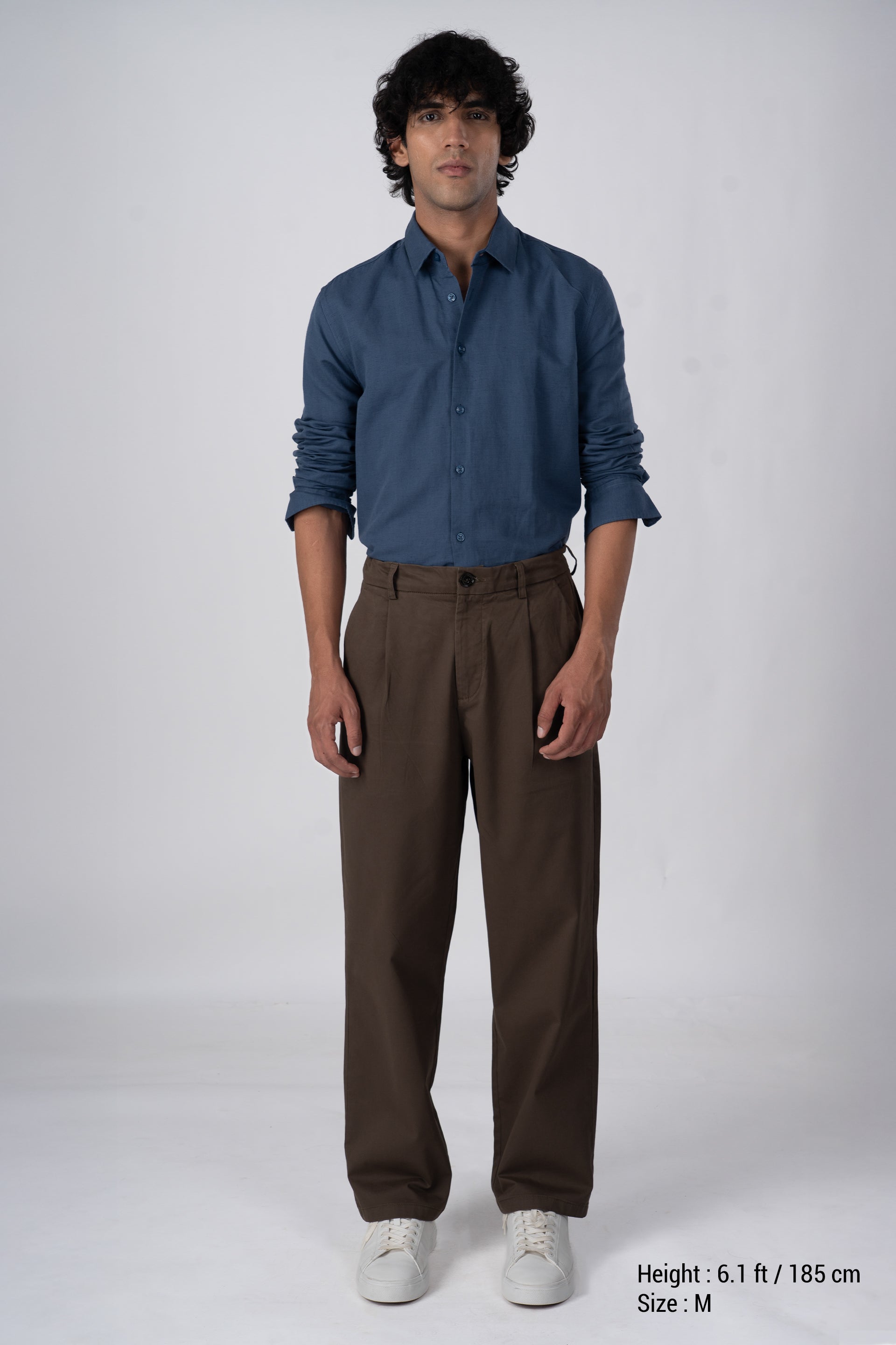 Classic Fused Linen Shirt In Ocean Blue