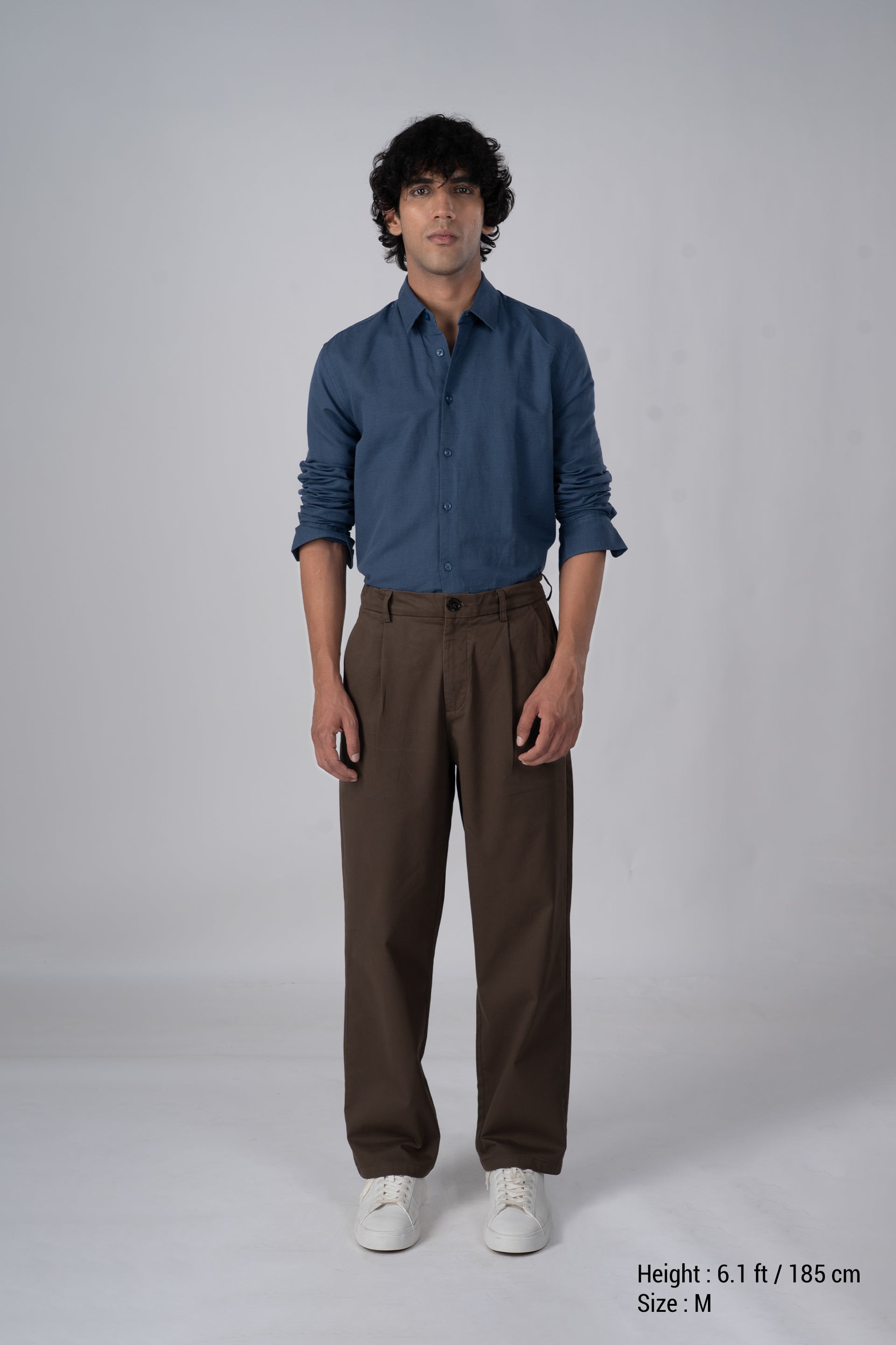 Classic Fused Linen Shirt In Ocean Blue