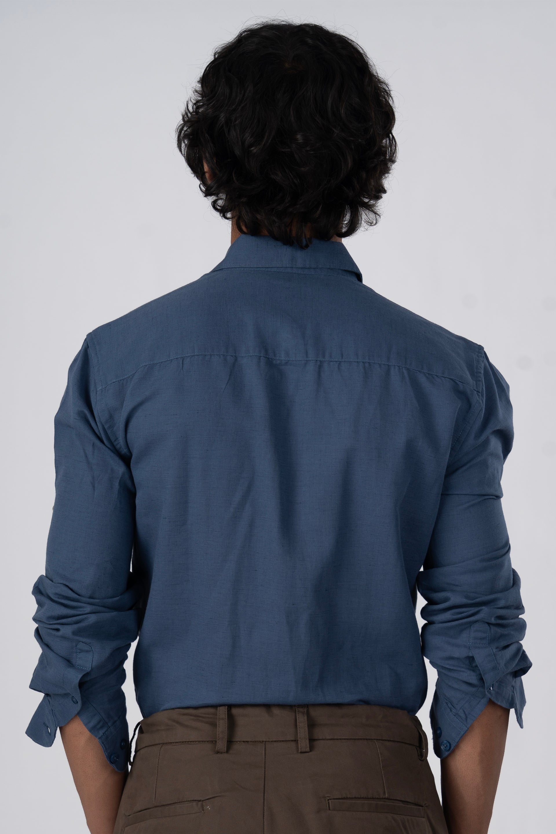 Classic Fused Linen Shirt In Ocean Blue