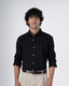 Classic Fused Linen Shirt In Black