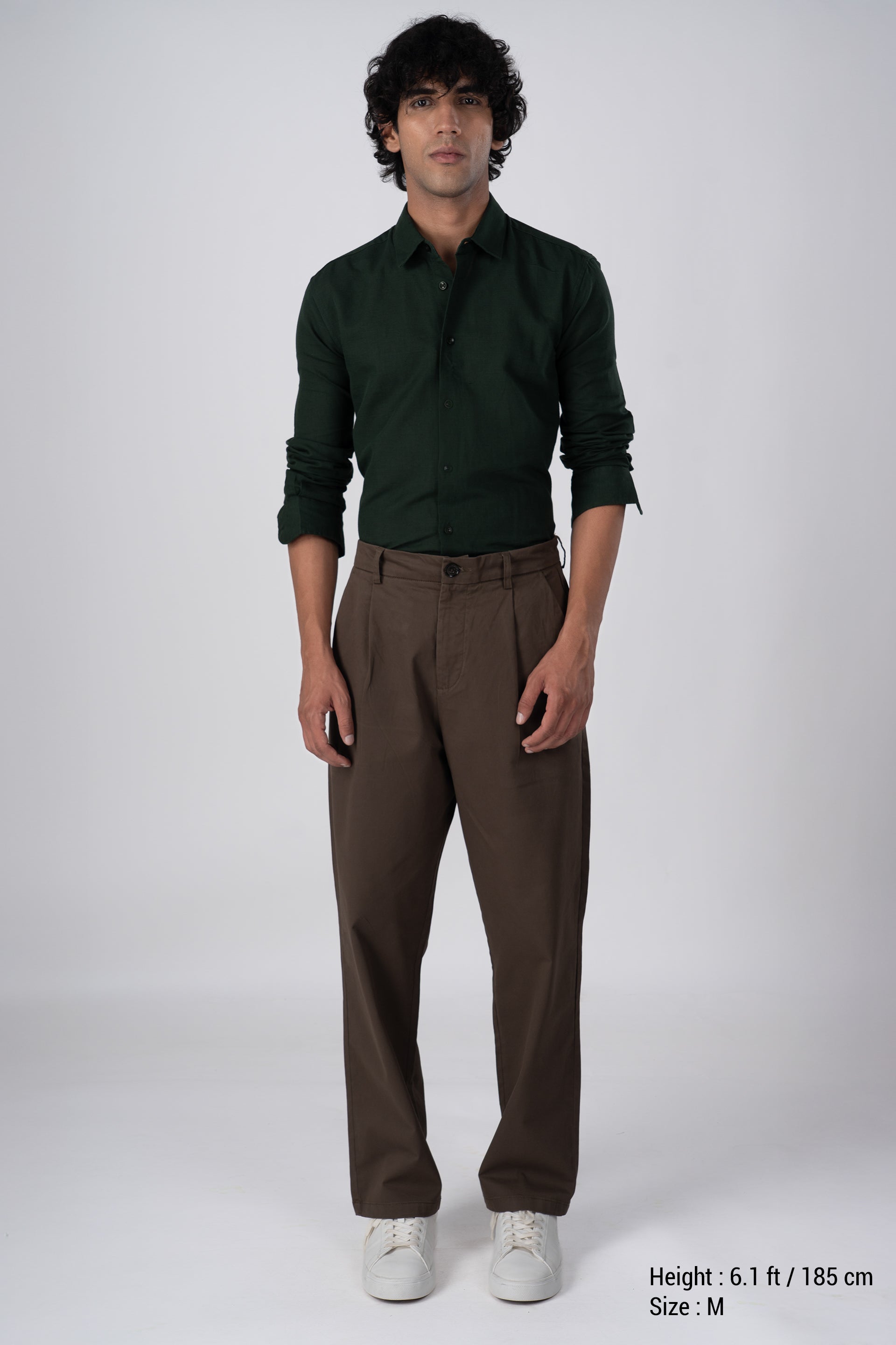 Classic Fused Linen Shirt In Olive