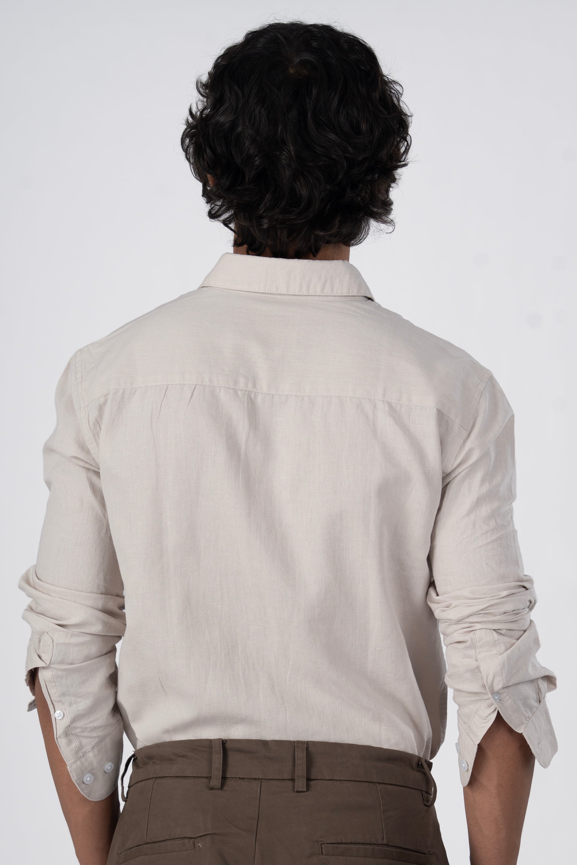 Classic Fused Linen Shirt In Cream