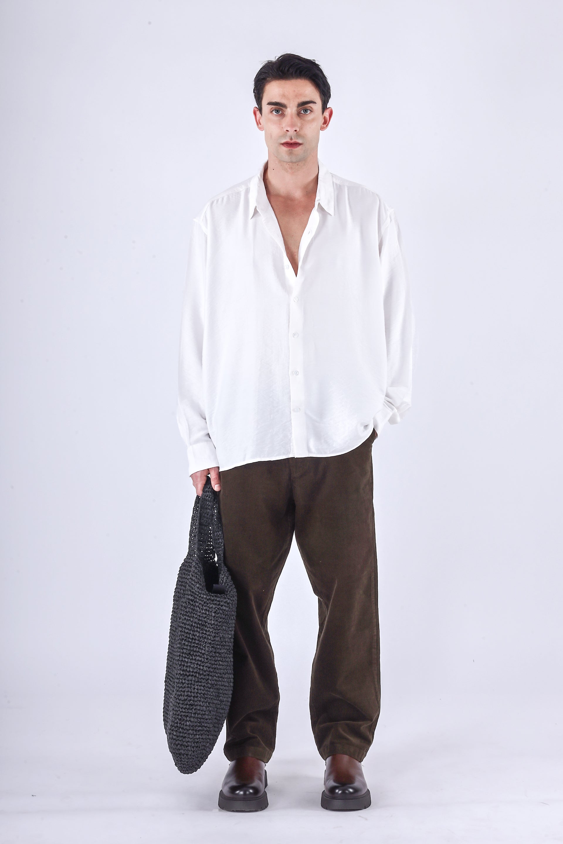 Relaxed Drape Shirt In White