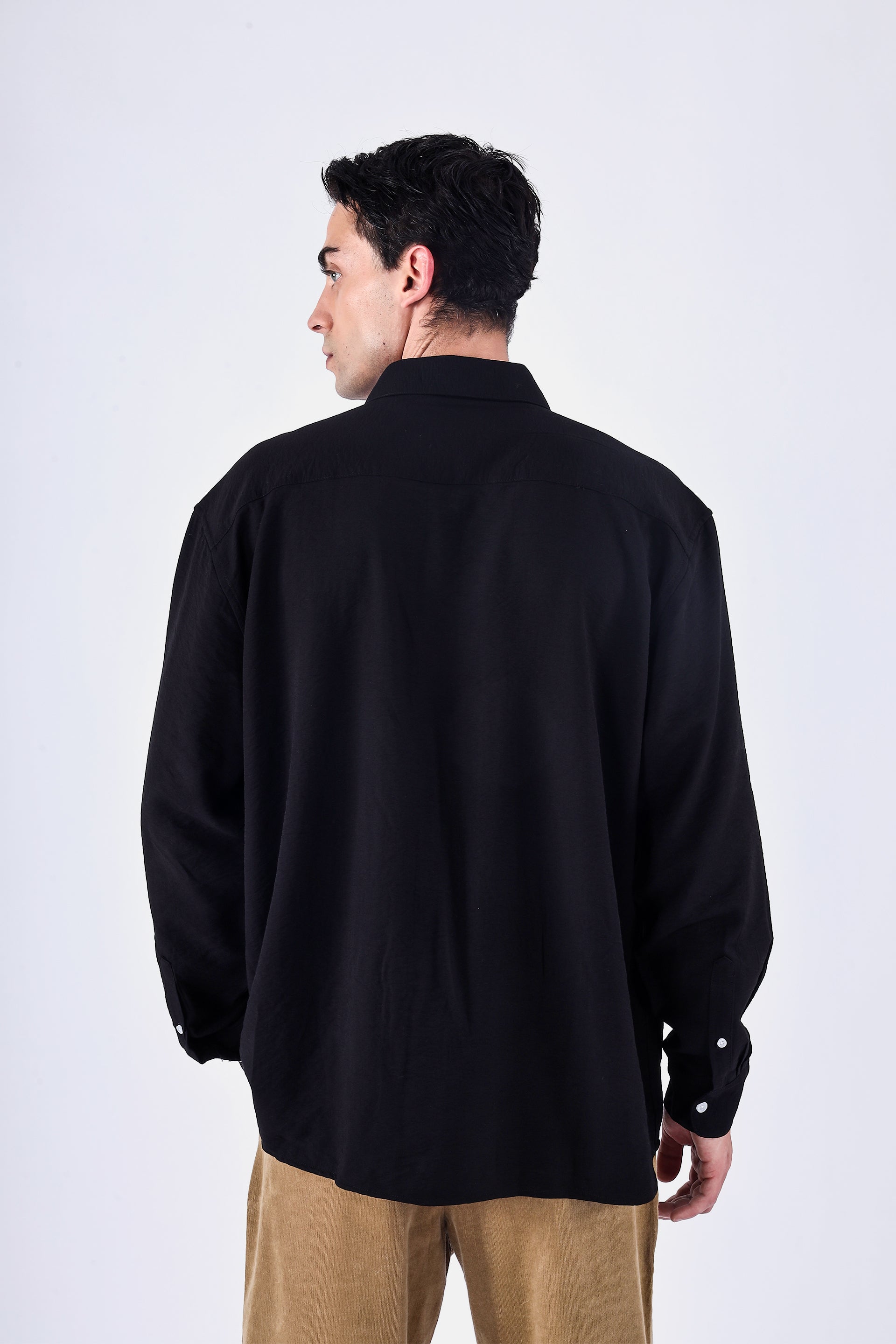 Relaxed Drape Shirt In Black