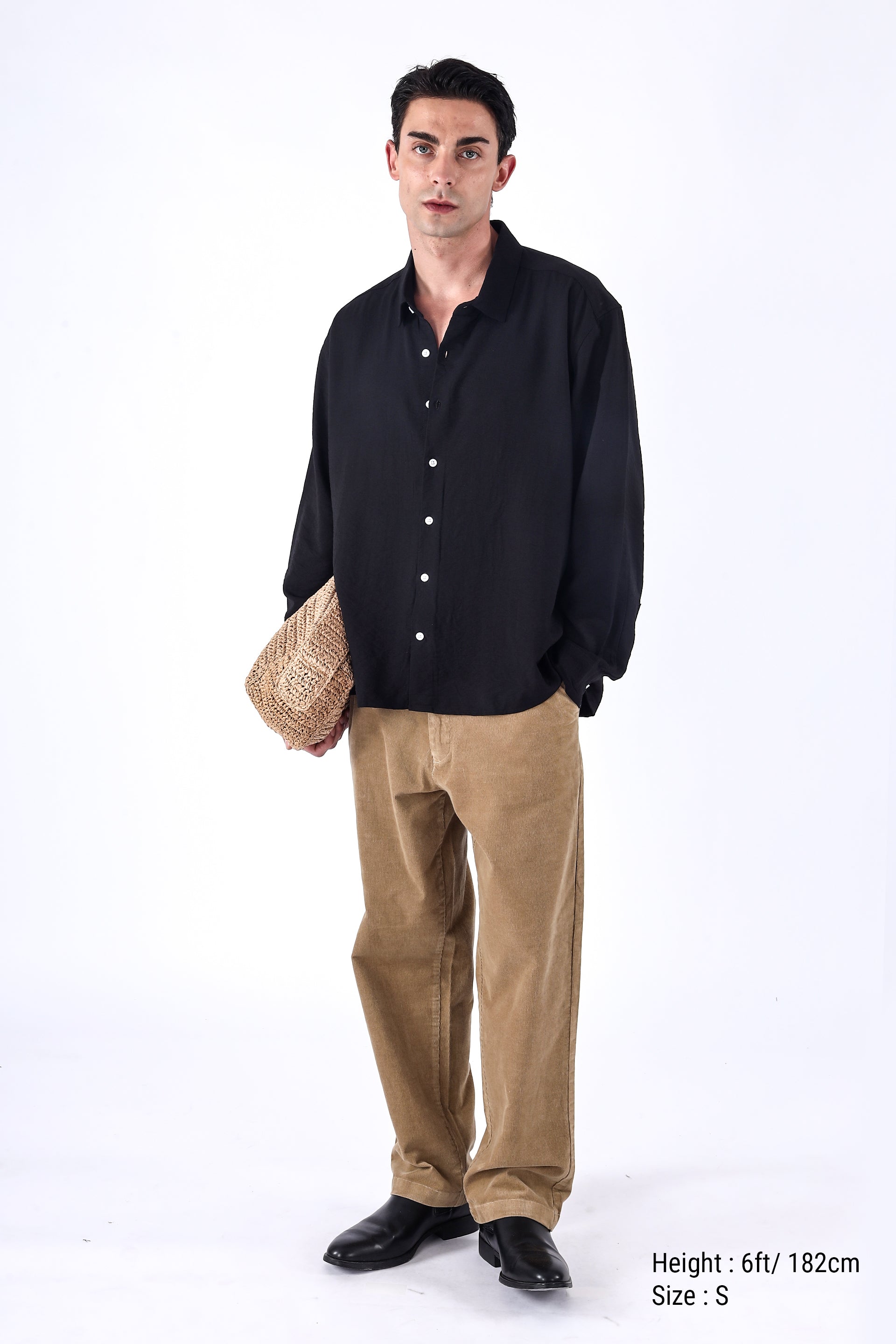 Relaxed Drape Shirt In Black