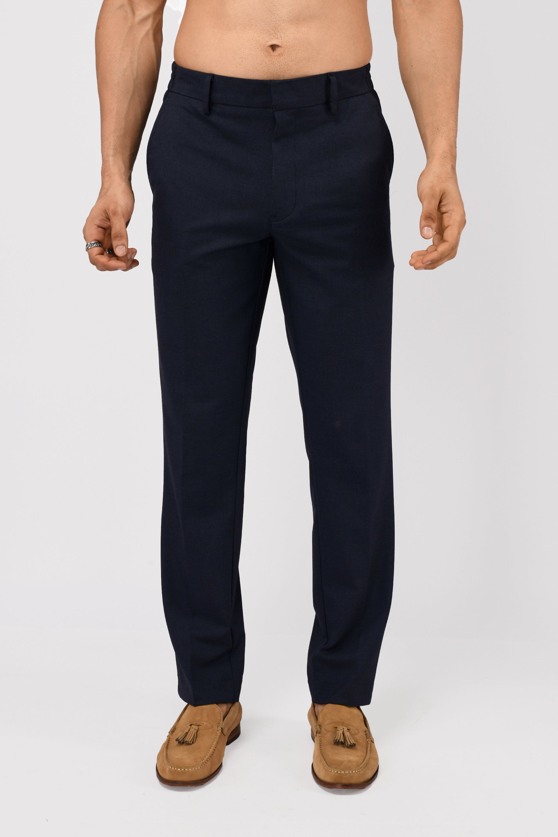 EASY IRON TAILORED TROUSERS IN BLUE